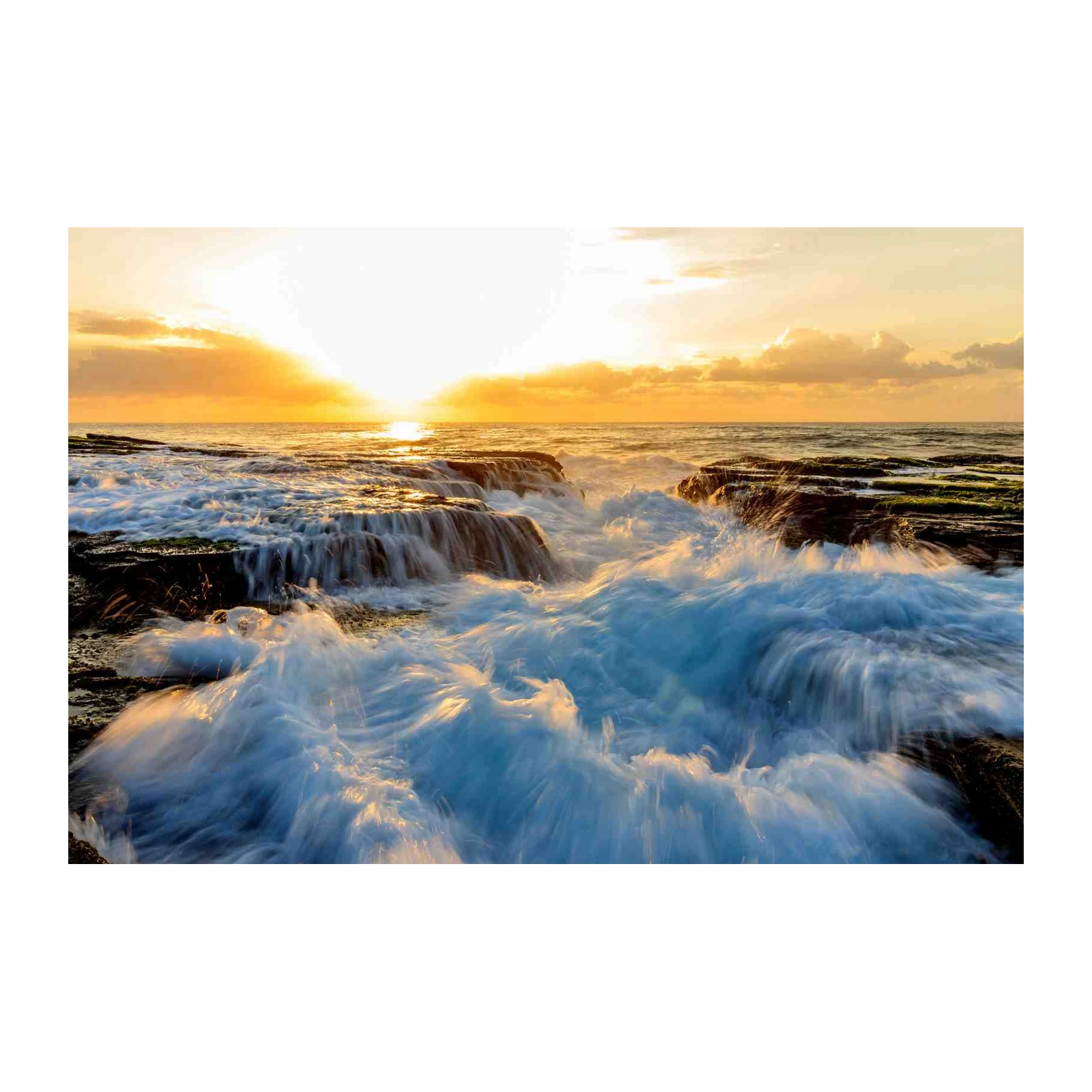 Ocean Sunset Waterfall Wall Art