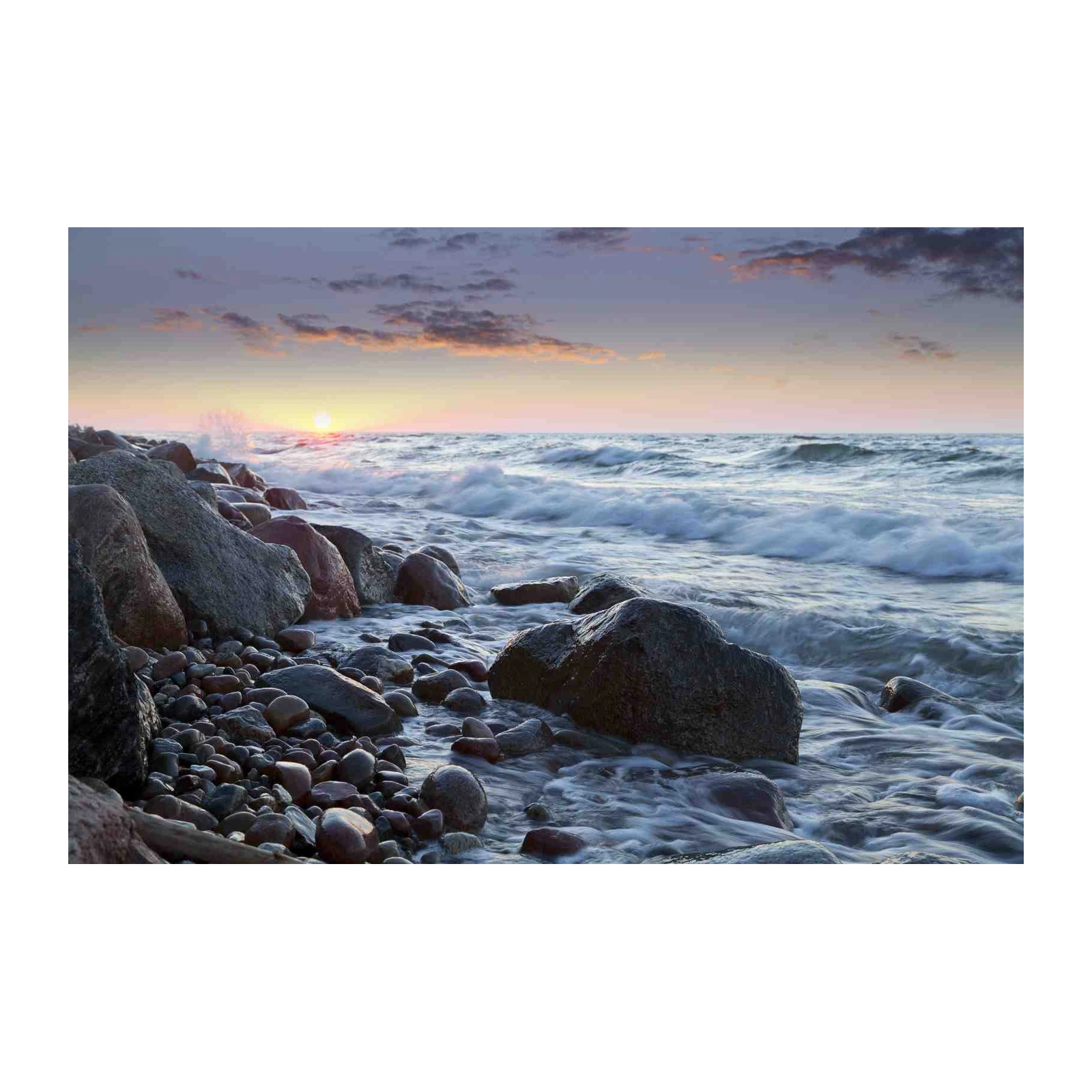 Serene Rocky Beach Sunset Wall Art