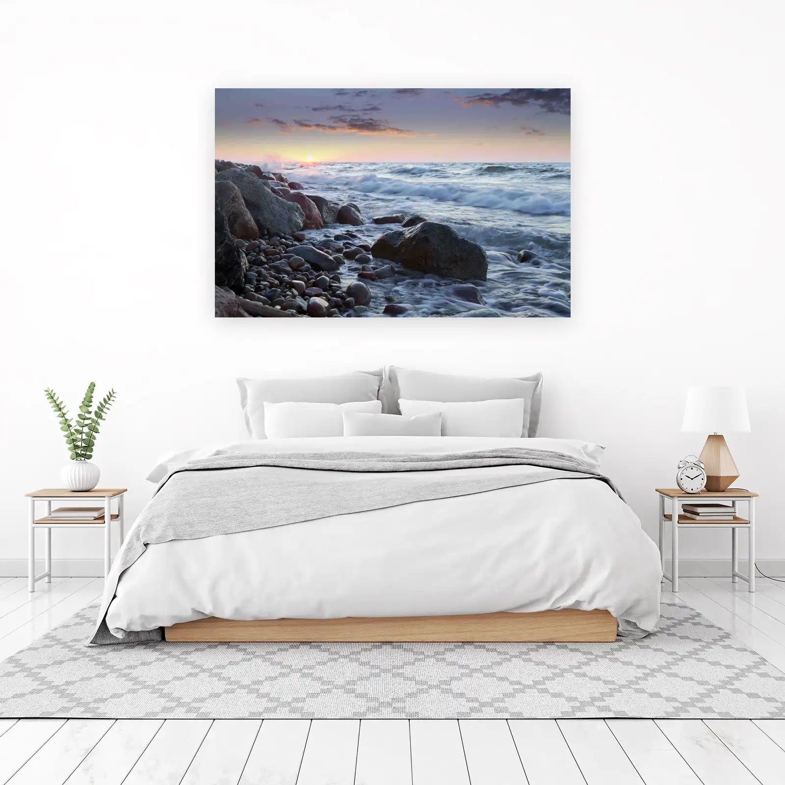 Serene Rocky Beach Sunset Wall Art