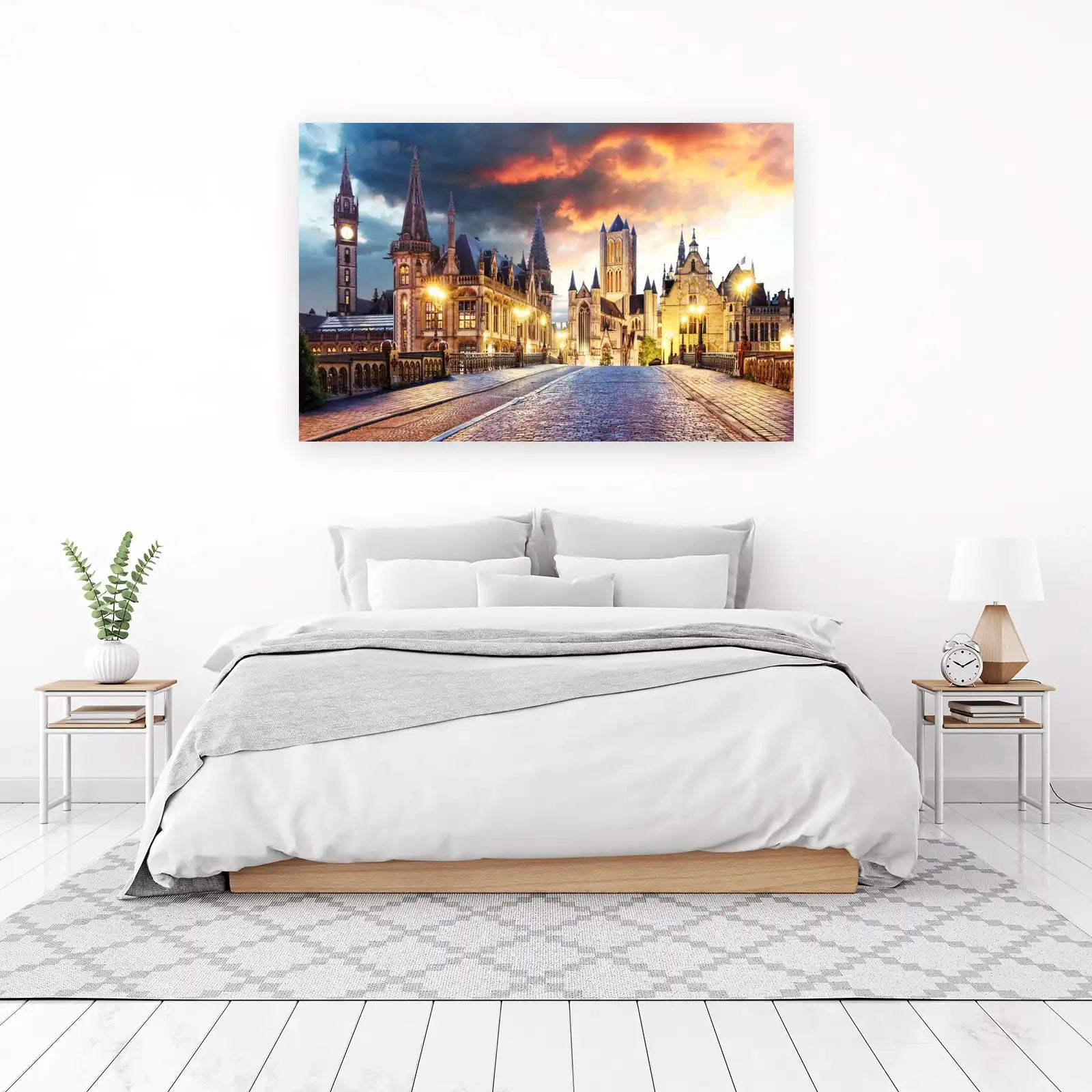 European Cityscape at Dusk Wall Art