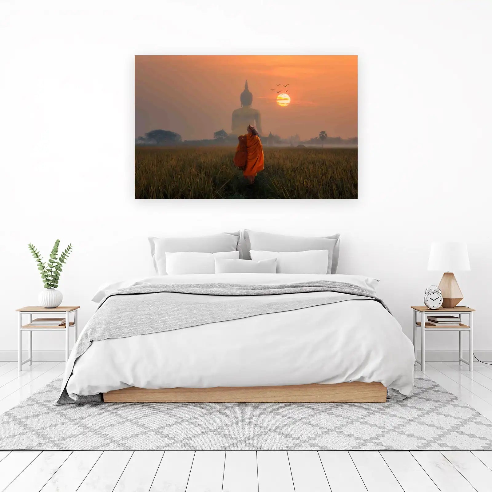 Serene Monk & Buddha Sunset Wall Art