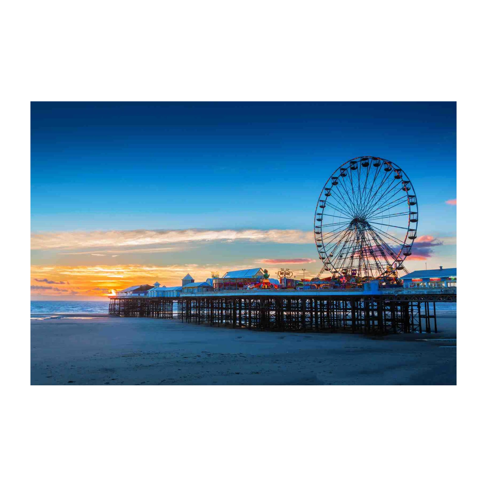 Sunset Ferris Wheel Pier Wall Art