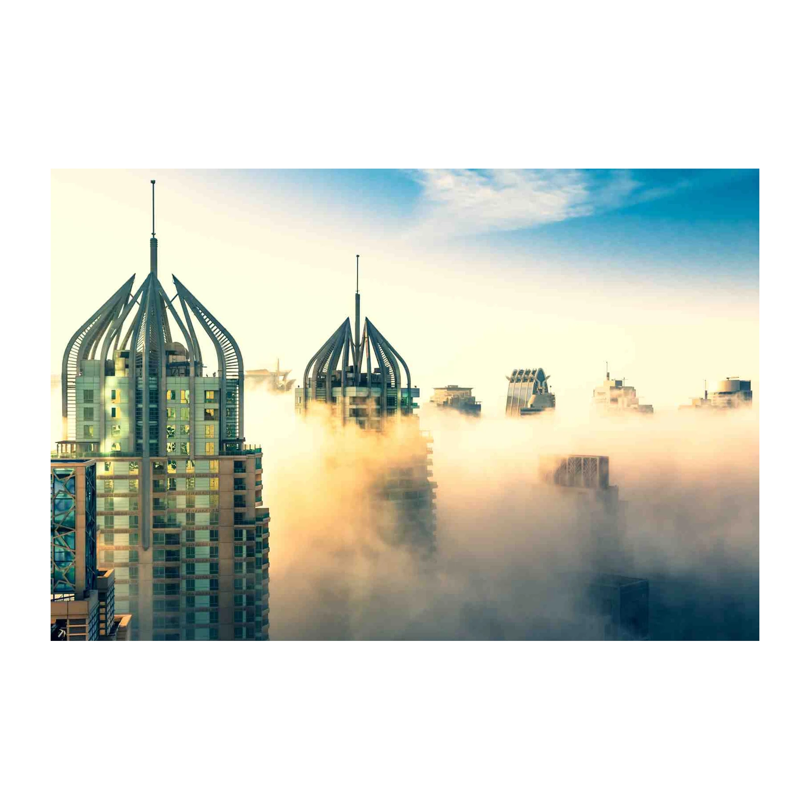 Misty Metropolis Skyline Wall Art
