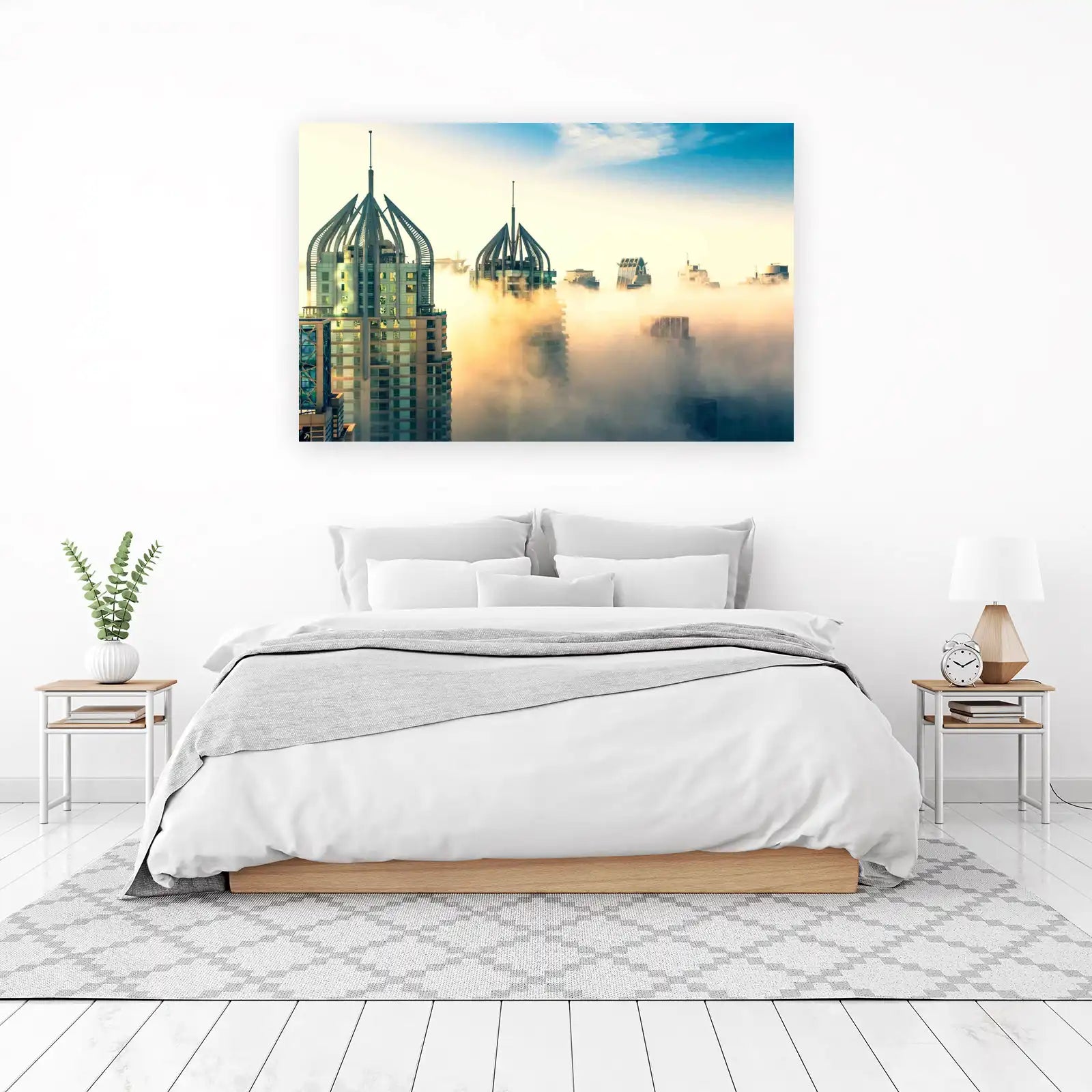 Misty Metropolis Skyline Wall Art