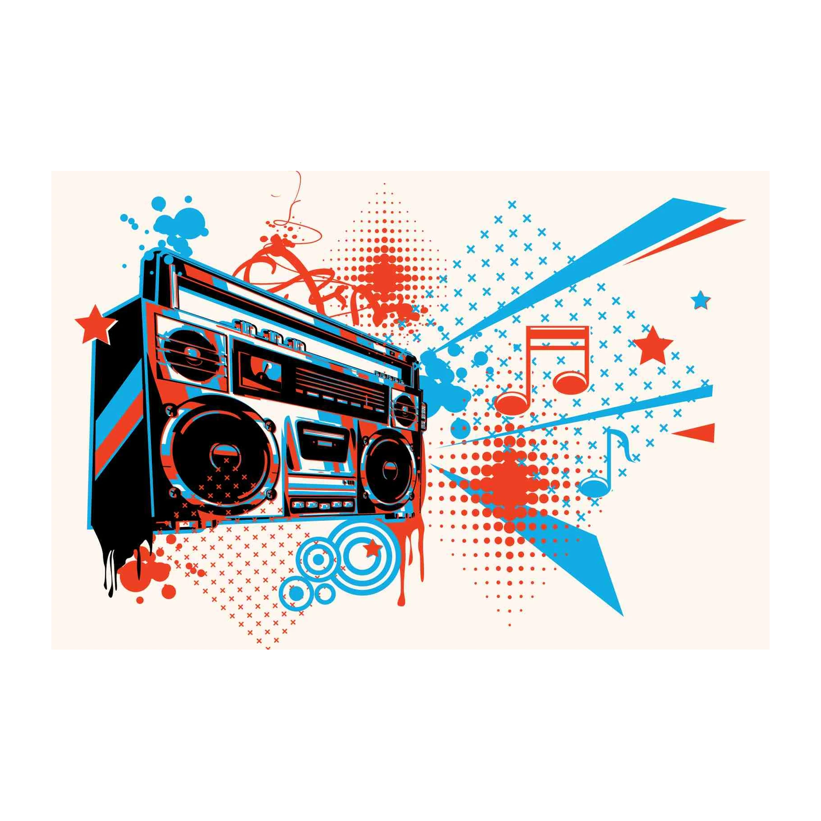 Retro Boombox Splash Wall Art