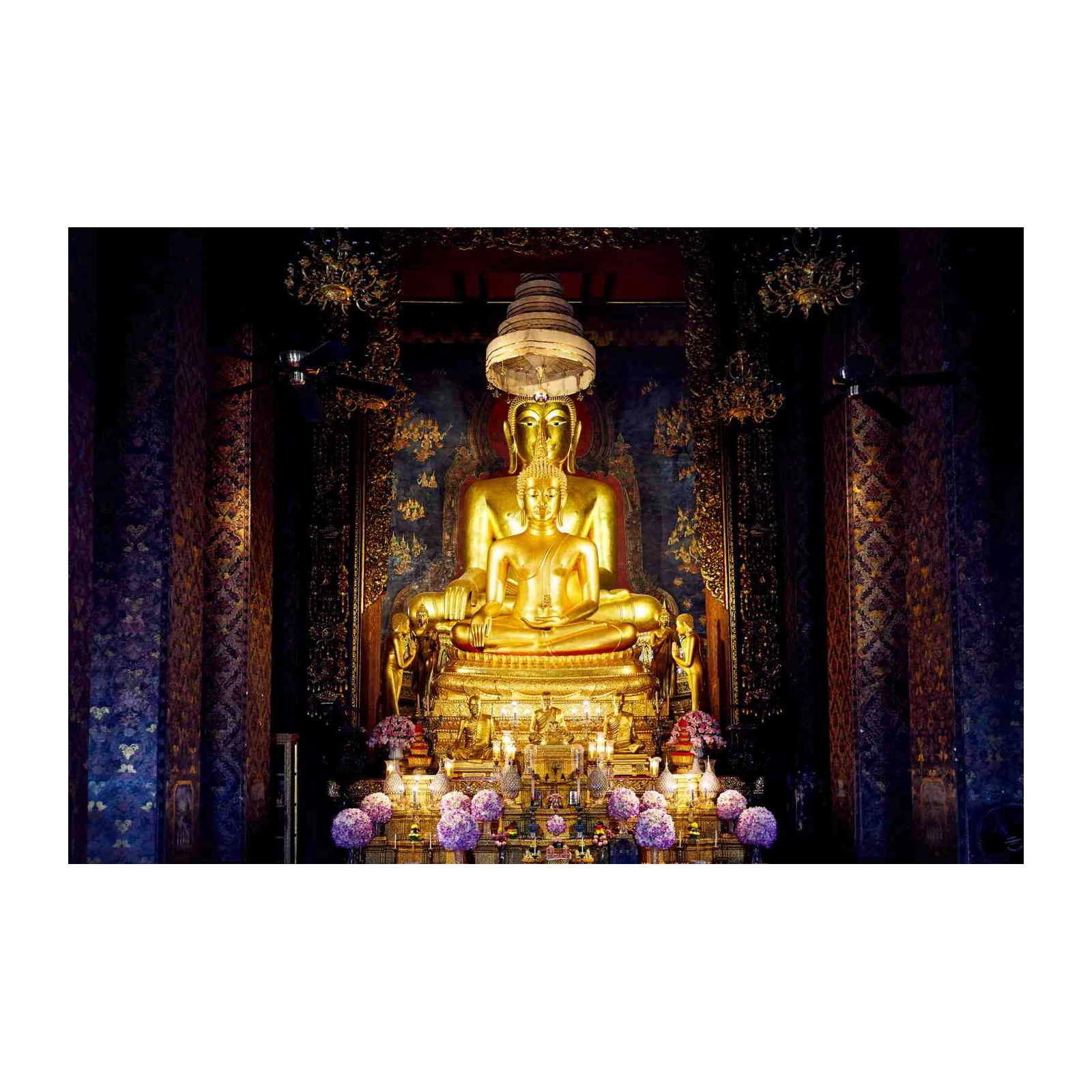 Serene Golden Buddha Temple Wall Art