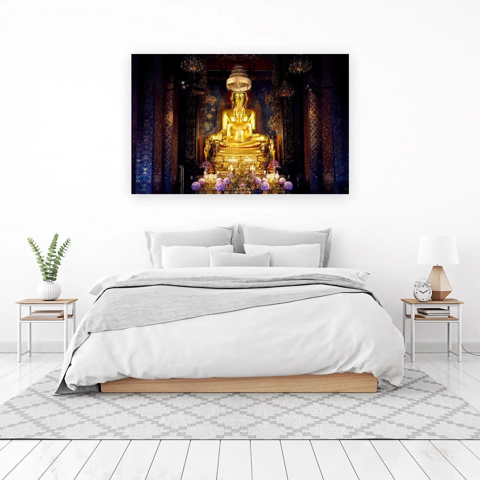 Serene Golden Buddha Temple Wall Art