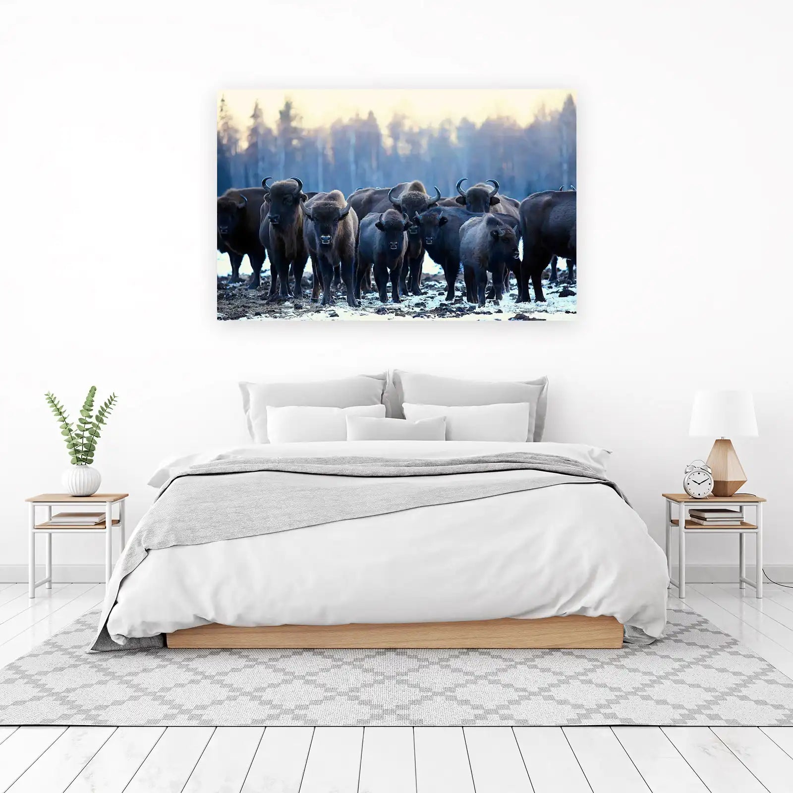 Majestic Bison Herd Winter Wall Art