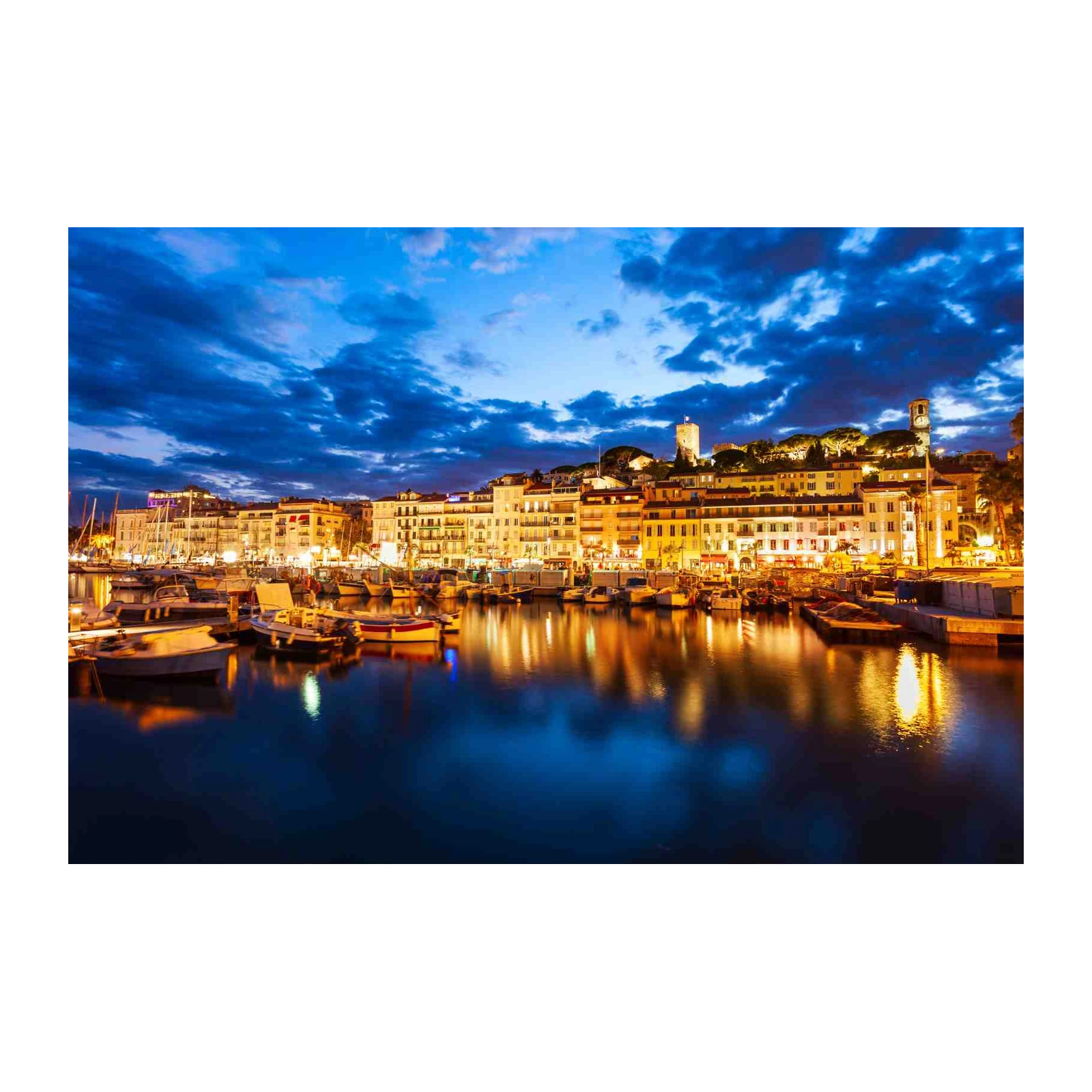 French Riviera Harbor Twilight Wall Art