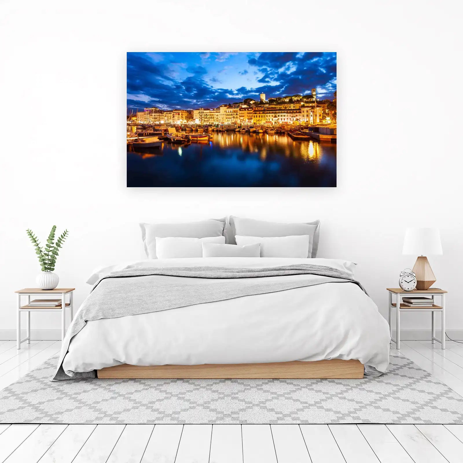 French Riviera Harbor Twilight Wall Art