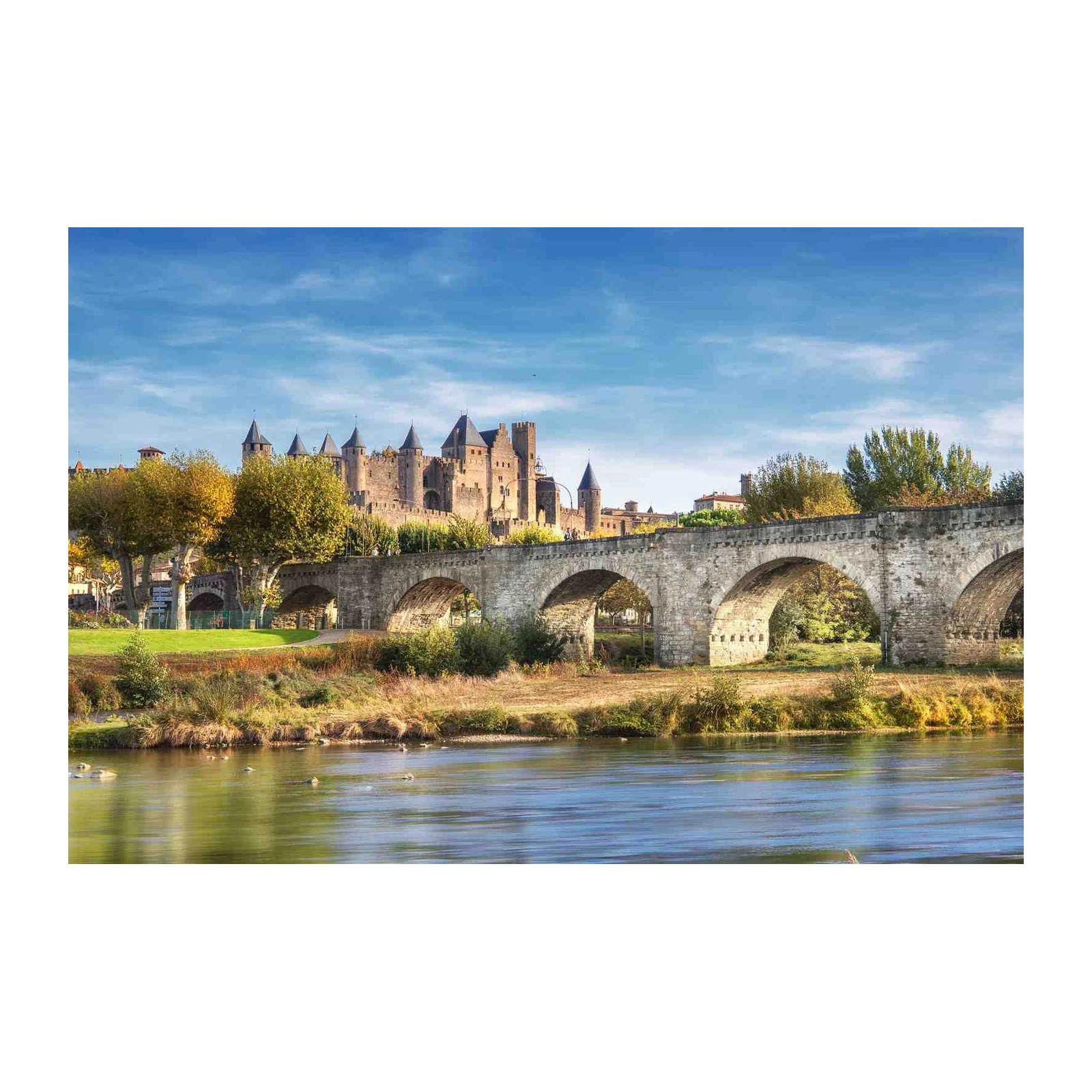 Medieval Castle & Bridge Landscape Wall Art