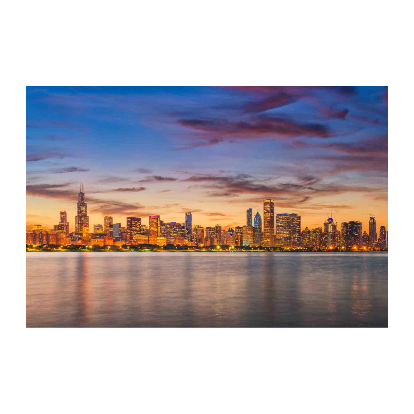 Chicago Skyline Sunset Wall Art - Cityscape Art