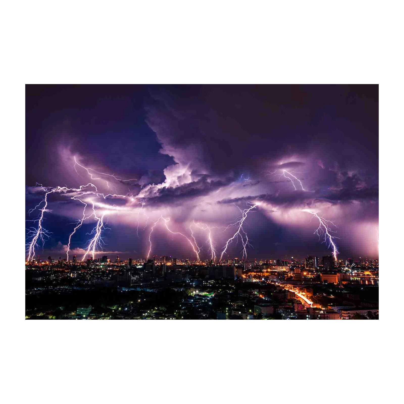 Electric Cityscape Lightning Wall Art