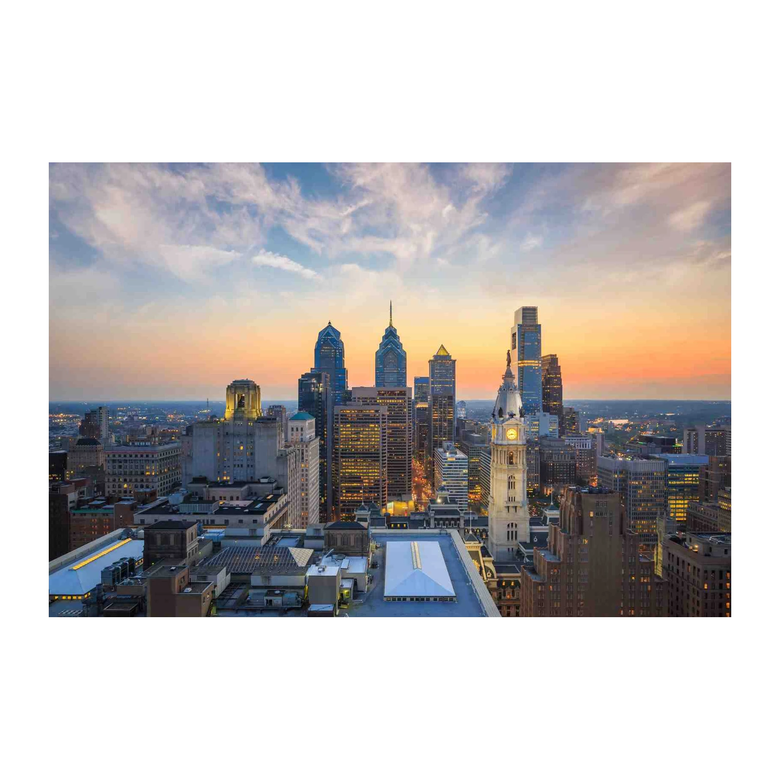 Philadelphia Skyline Sunset Wall Art