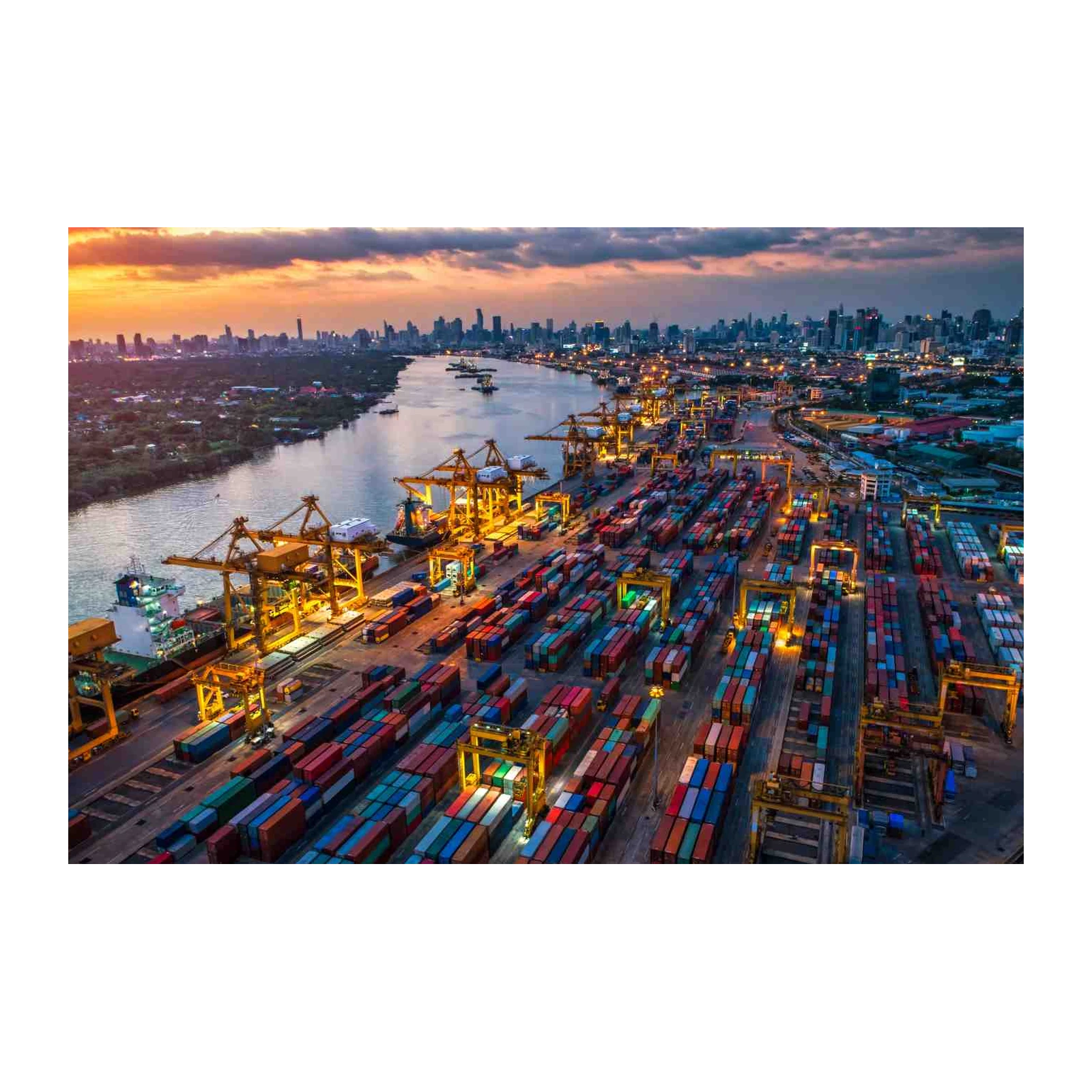 Modern Port Cityscape Wall Art