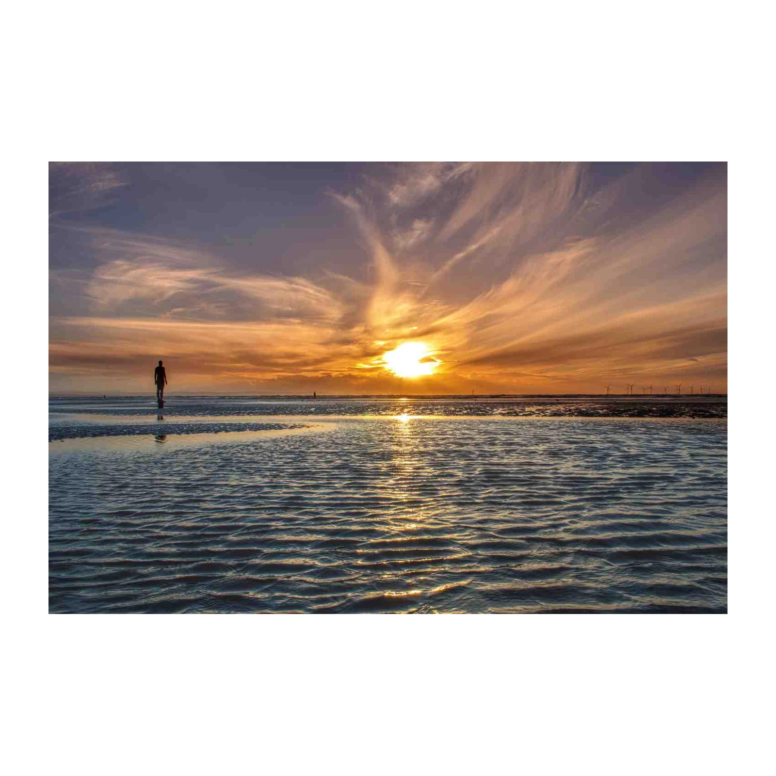 Serene Sunset Beach Figure Wall Art
