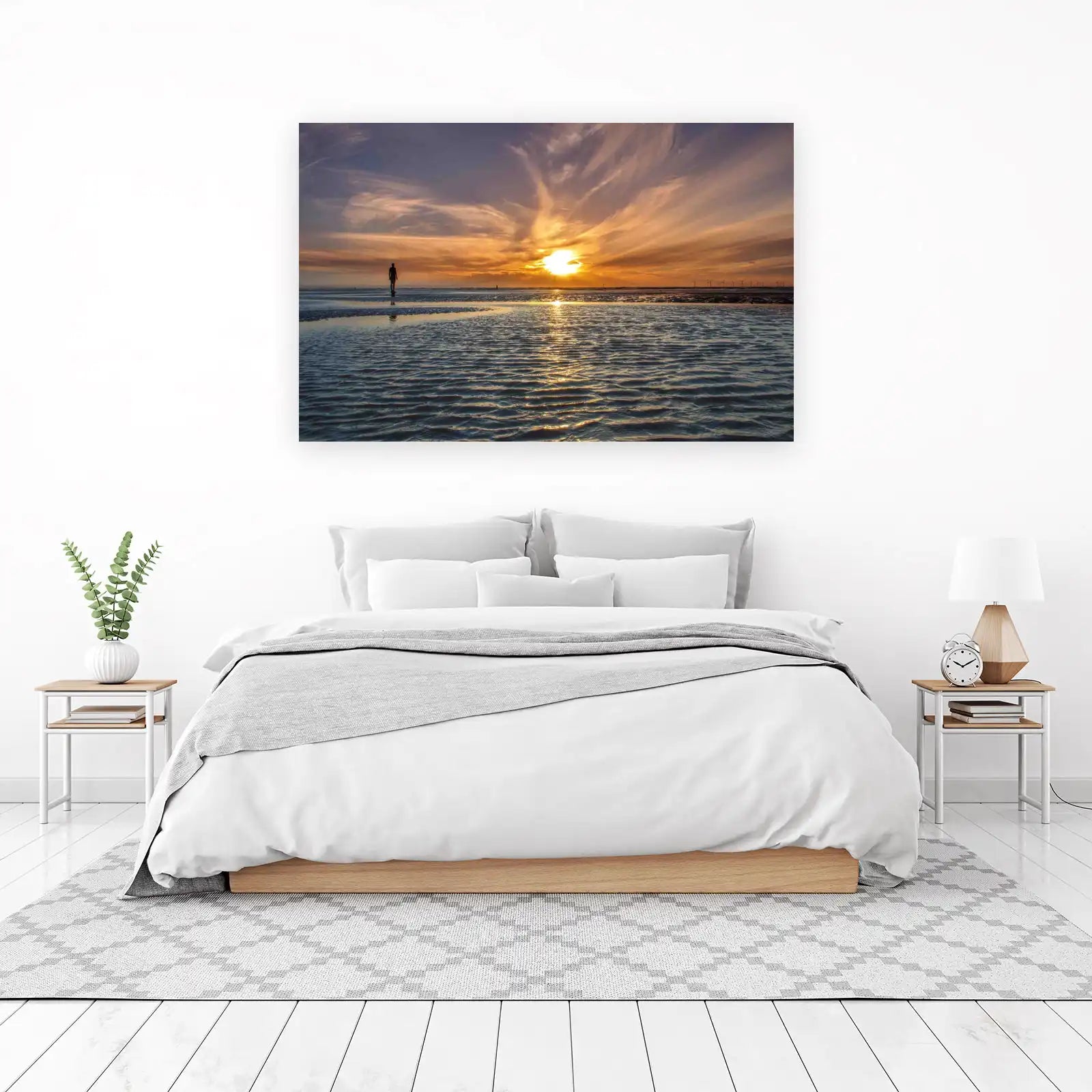 Serene Sunset Beach Figure Wall Art