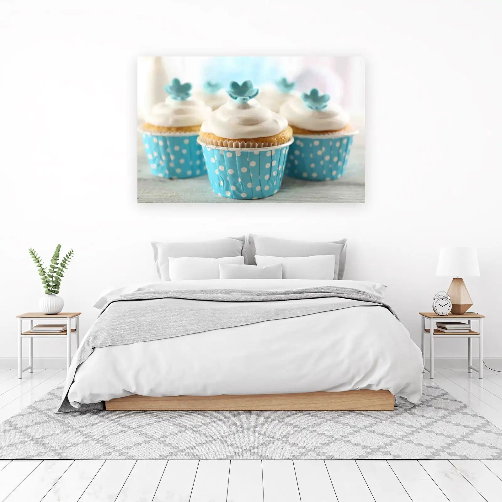 Sweet Blue Polka Dot Cupcakes Wall Art