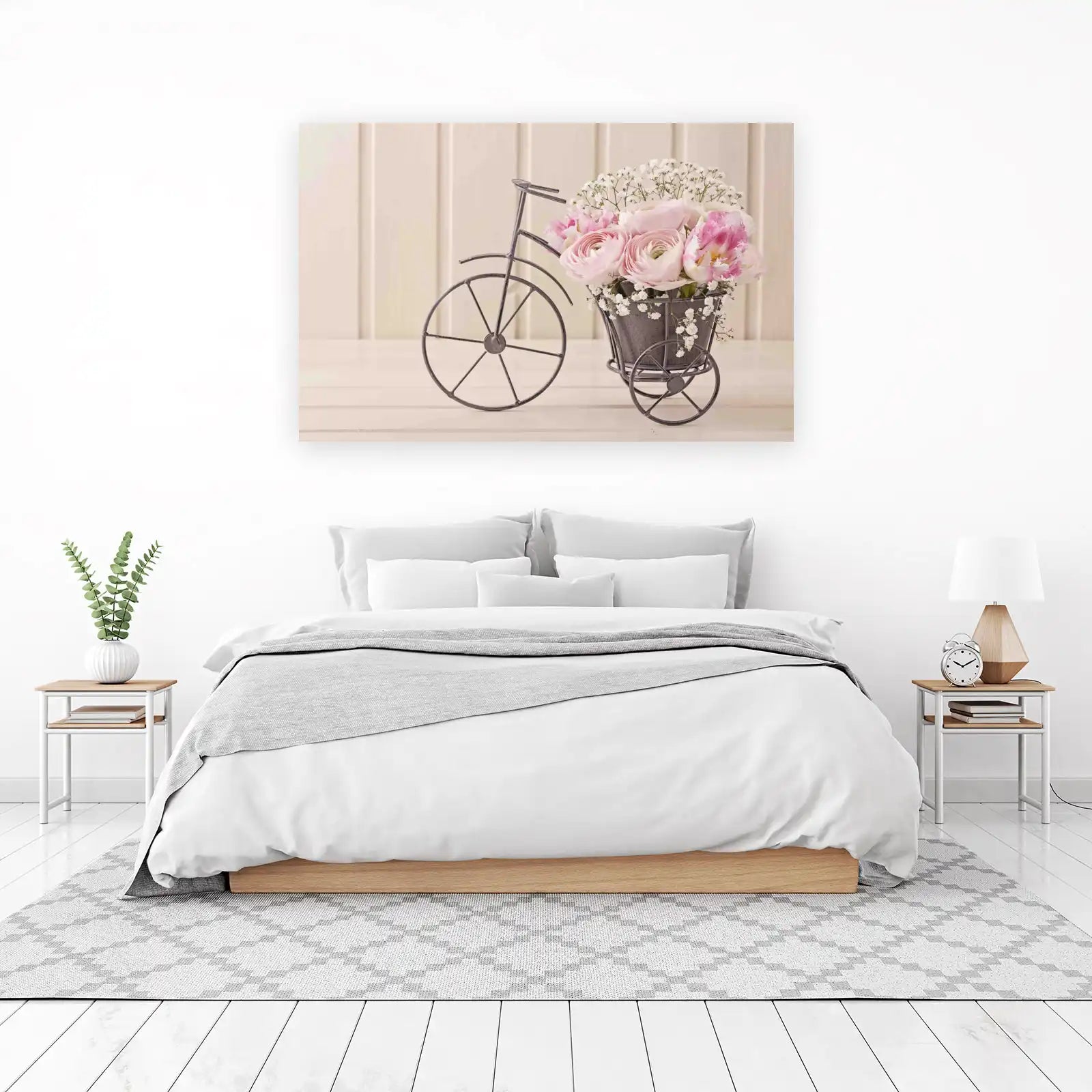 Pink Floral Bicycle Wall Art Wall Art
