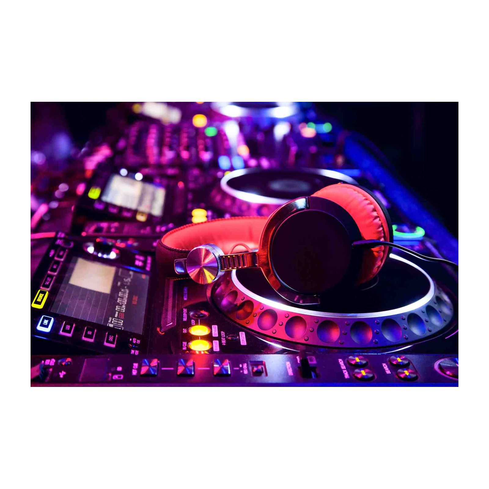 DJ Headphones & Turntables Ambient Glow Wall Art