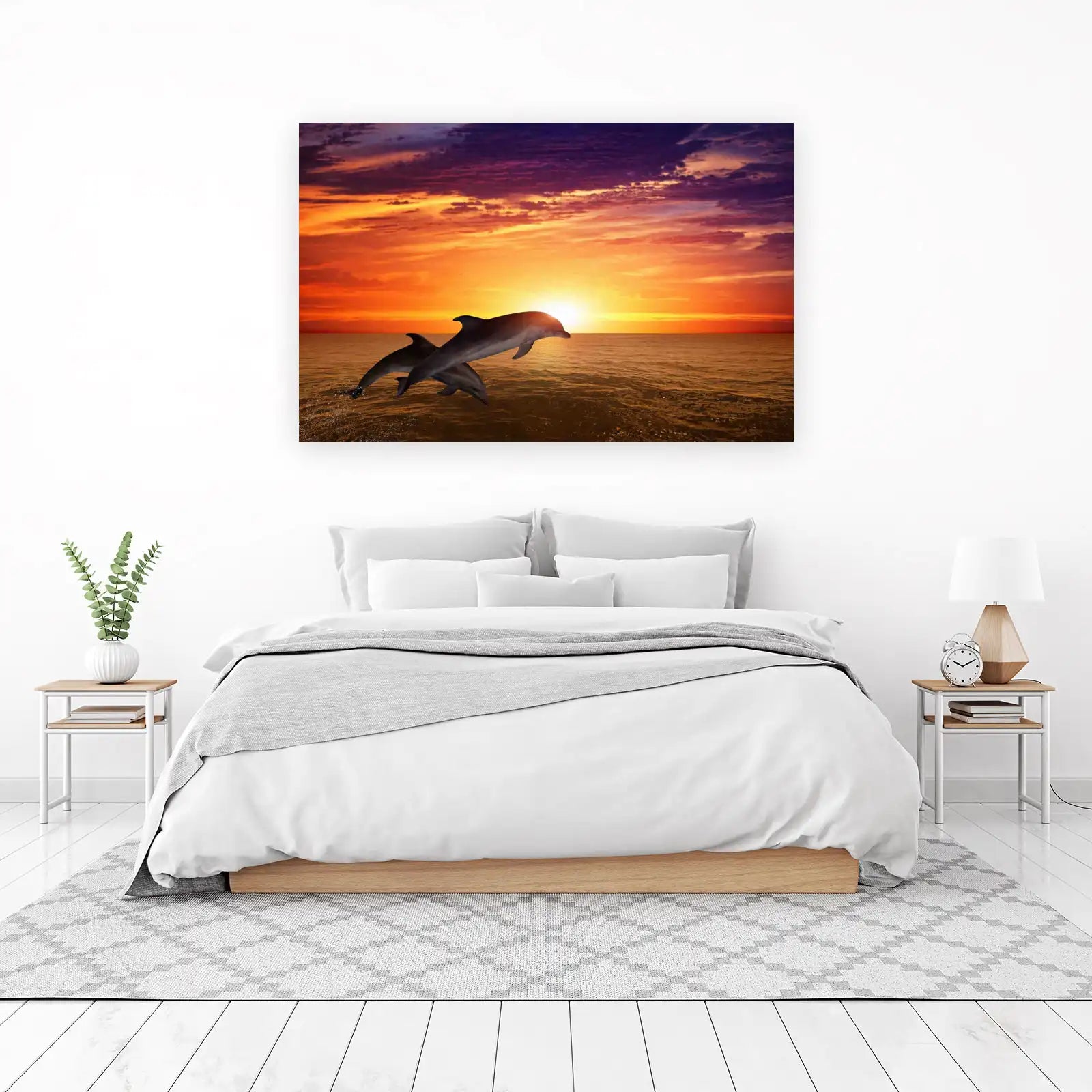 Dolphin Sunset Ocean Vibes Wall Art