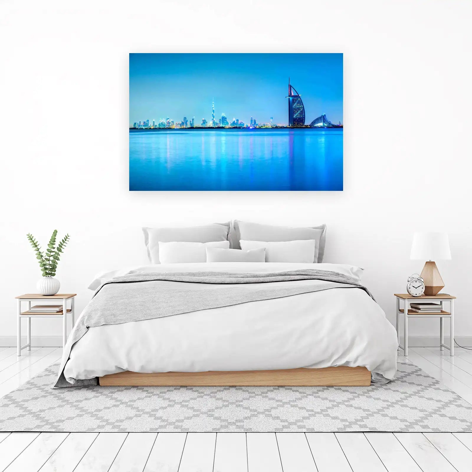 Dubai Skyline Night View Wall Art