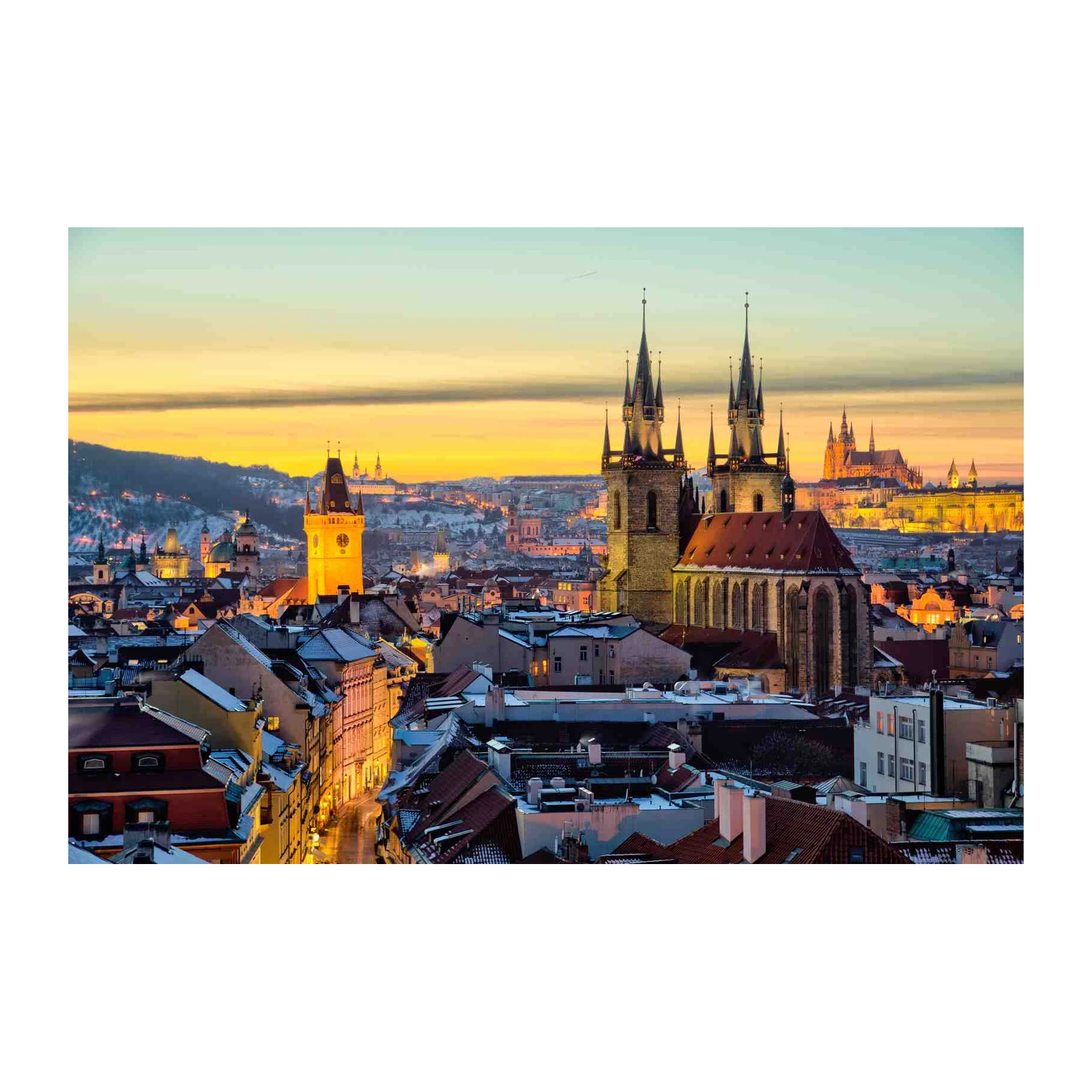 Magical Prague Skyline Winter Sunset Wall Art