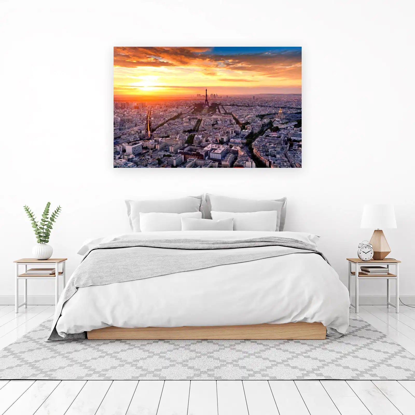 Paris Eiffel Tower Sunset Cityscape Wall Art