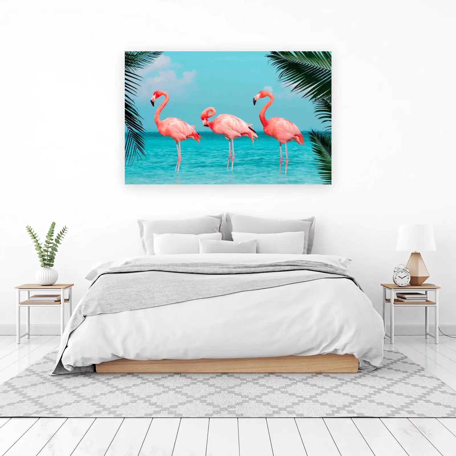 Tropical Flamingo Trio Wall Art for Coastal Vibes
