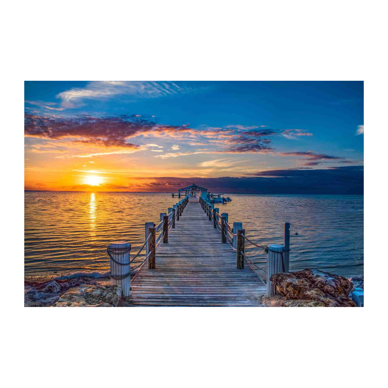 Serene Sunset Pier Landscape Wall Art