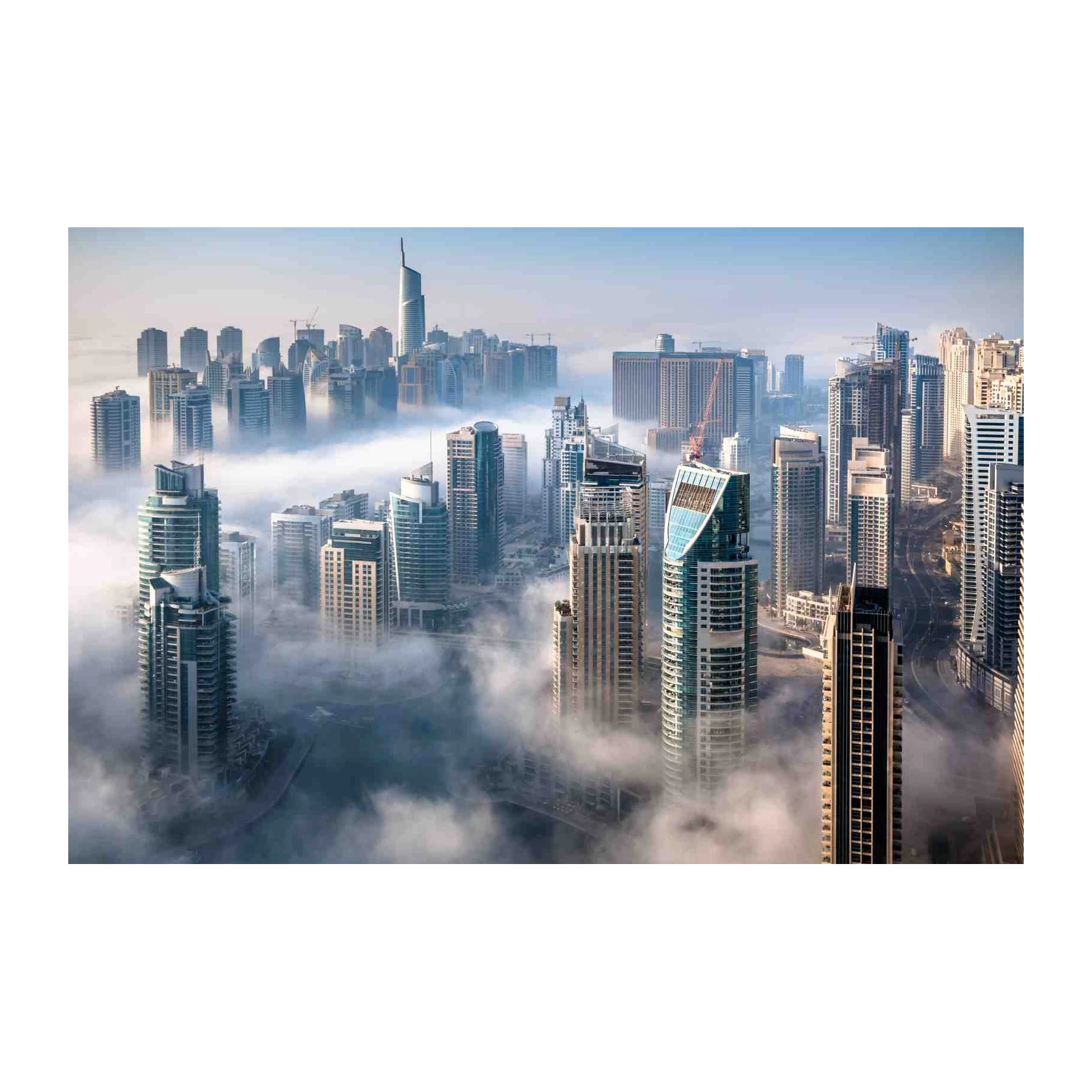 Misty Metropolis Skyscrapers Wall Art