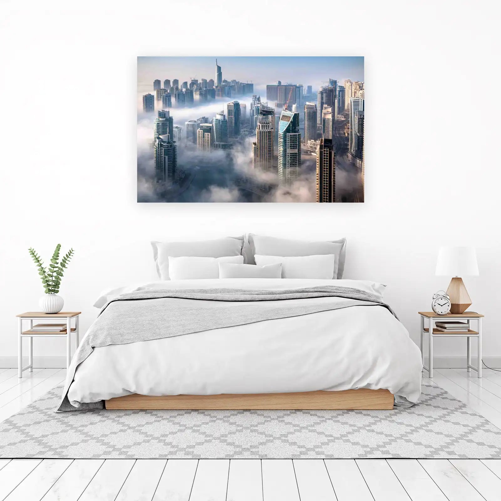 Misty Metropolis Skyscrapers Wall Art