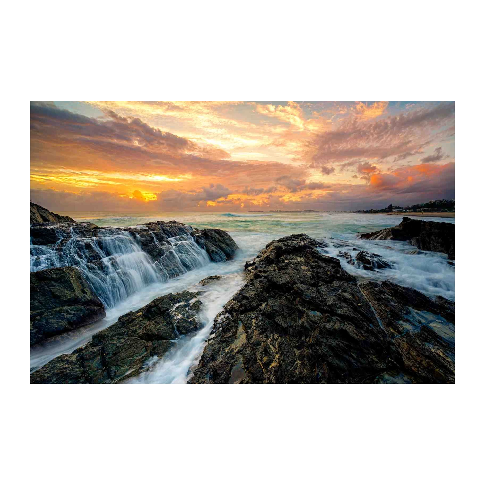 Coastal Sunset Waterfall Wall Art