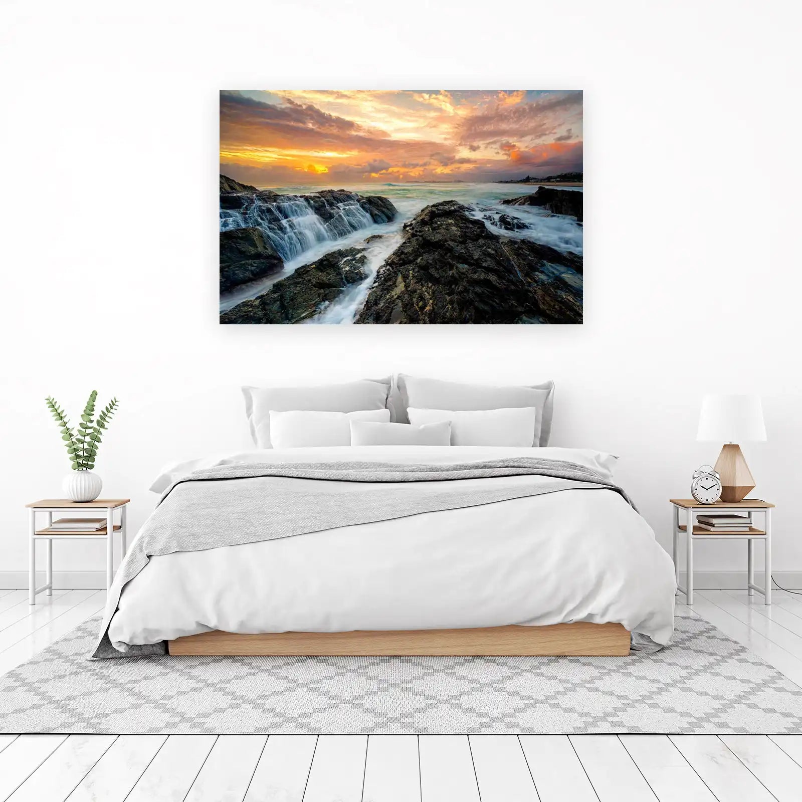 Coastal Sunset Waterfall Wall Art