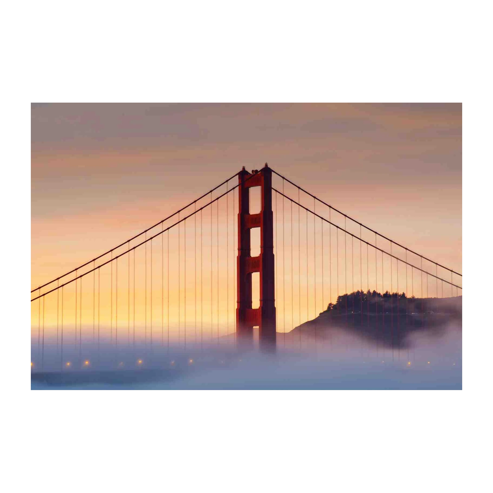 Golden Gate Bridge Foggy Sunrise Wall Art