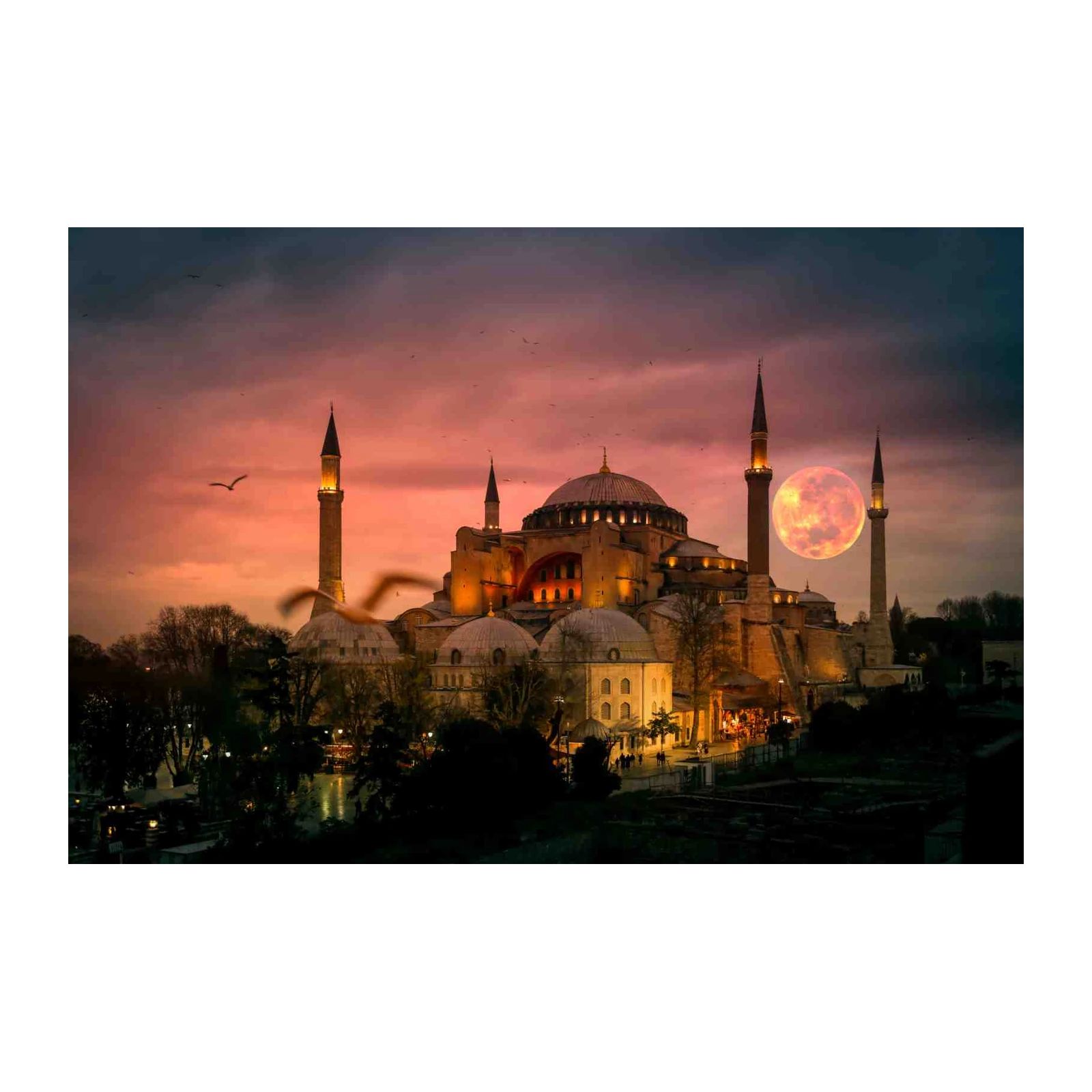 Hagia Sophia Dusk Moon Wall Art