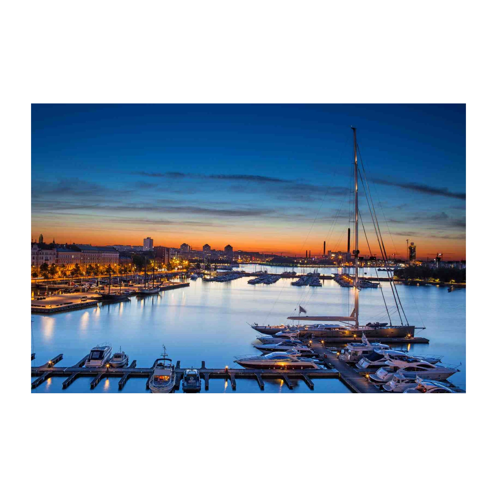 Harbor Serenity Yacht Cityscape Wall Art