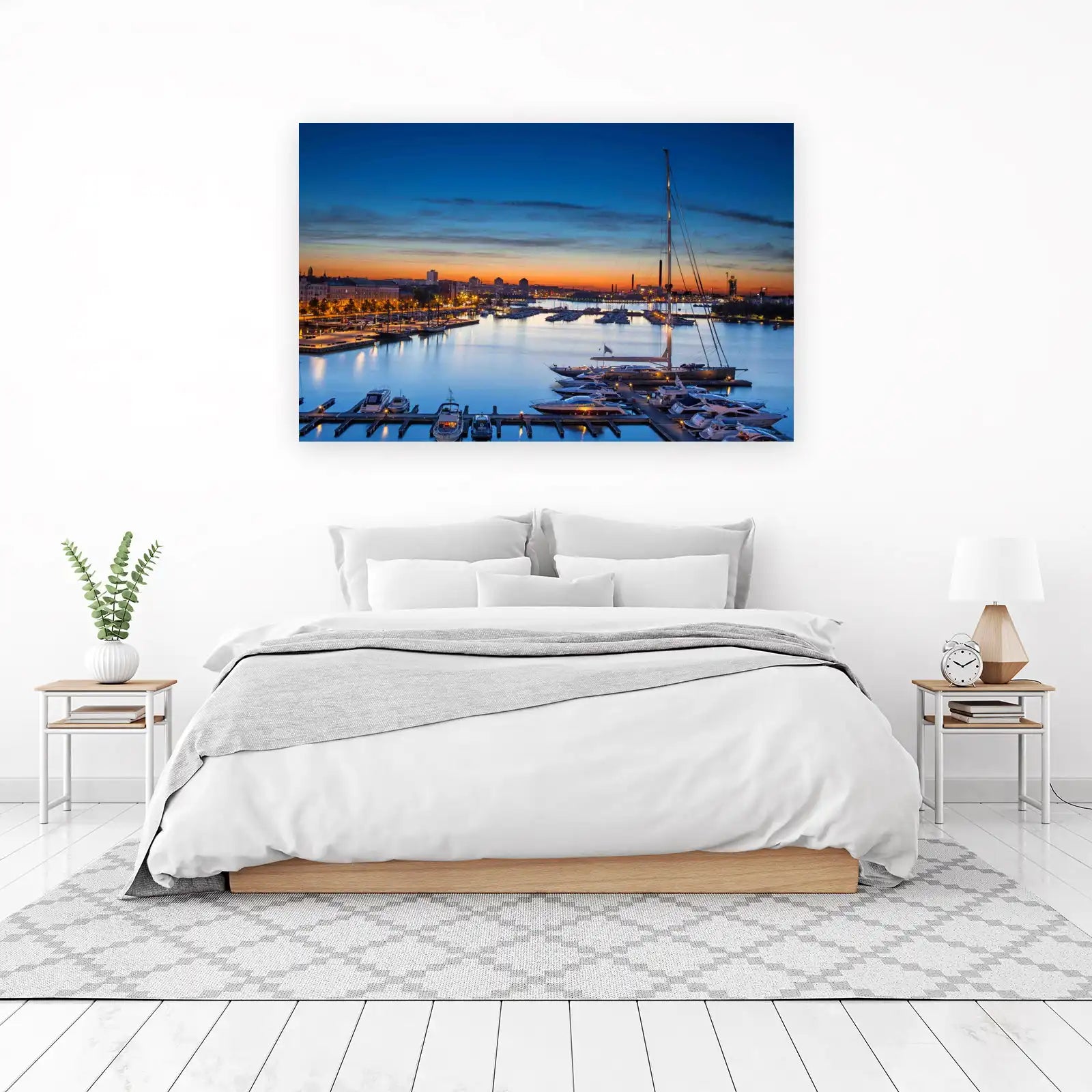 Harbor Serenity Yacht Cityscape Wall Art