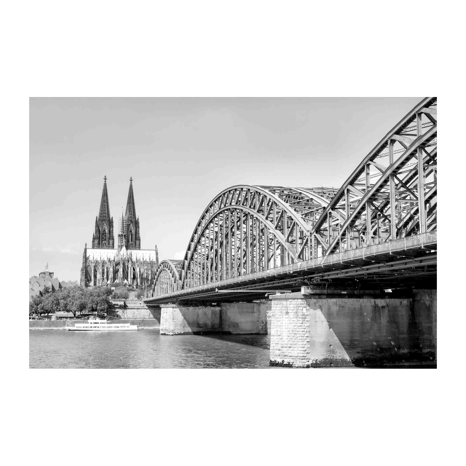 Cologne Cathedral & Hohenzollern Bridge Black and White Wall Art