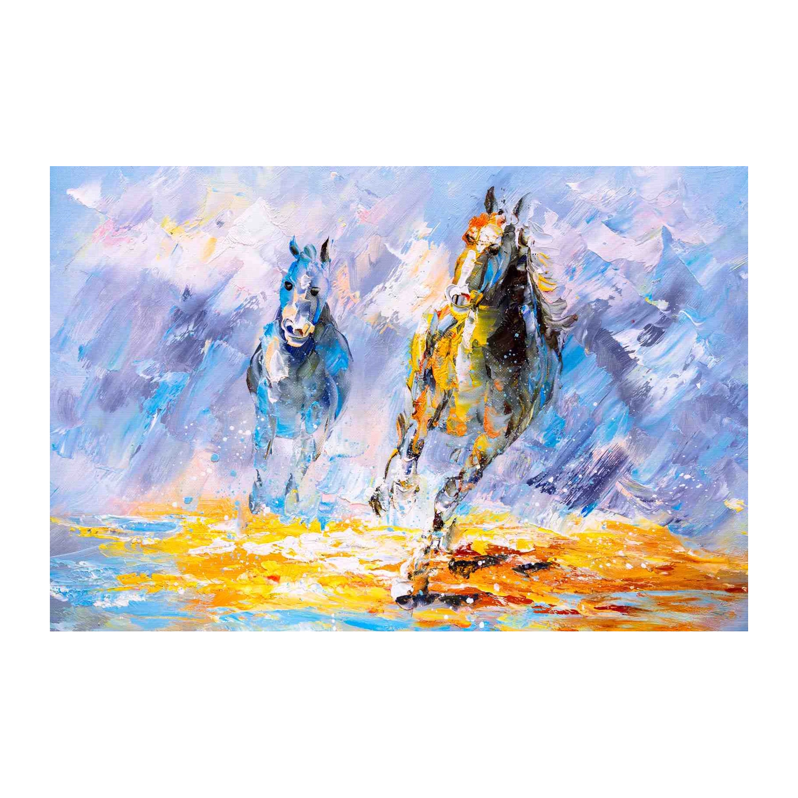Majestic Galloping Horses Impressionist Wall Art