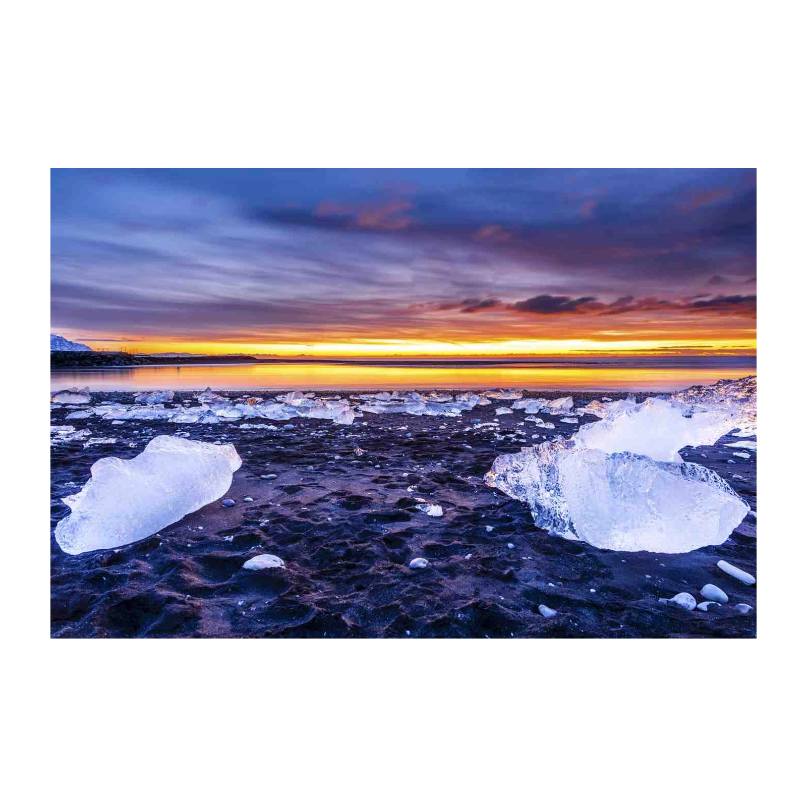 Diamond Beach Sunset Ice Wall Art