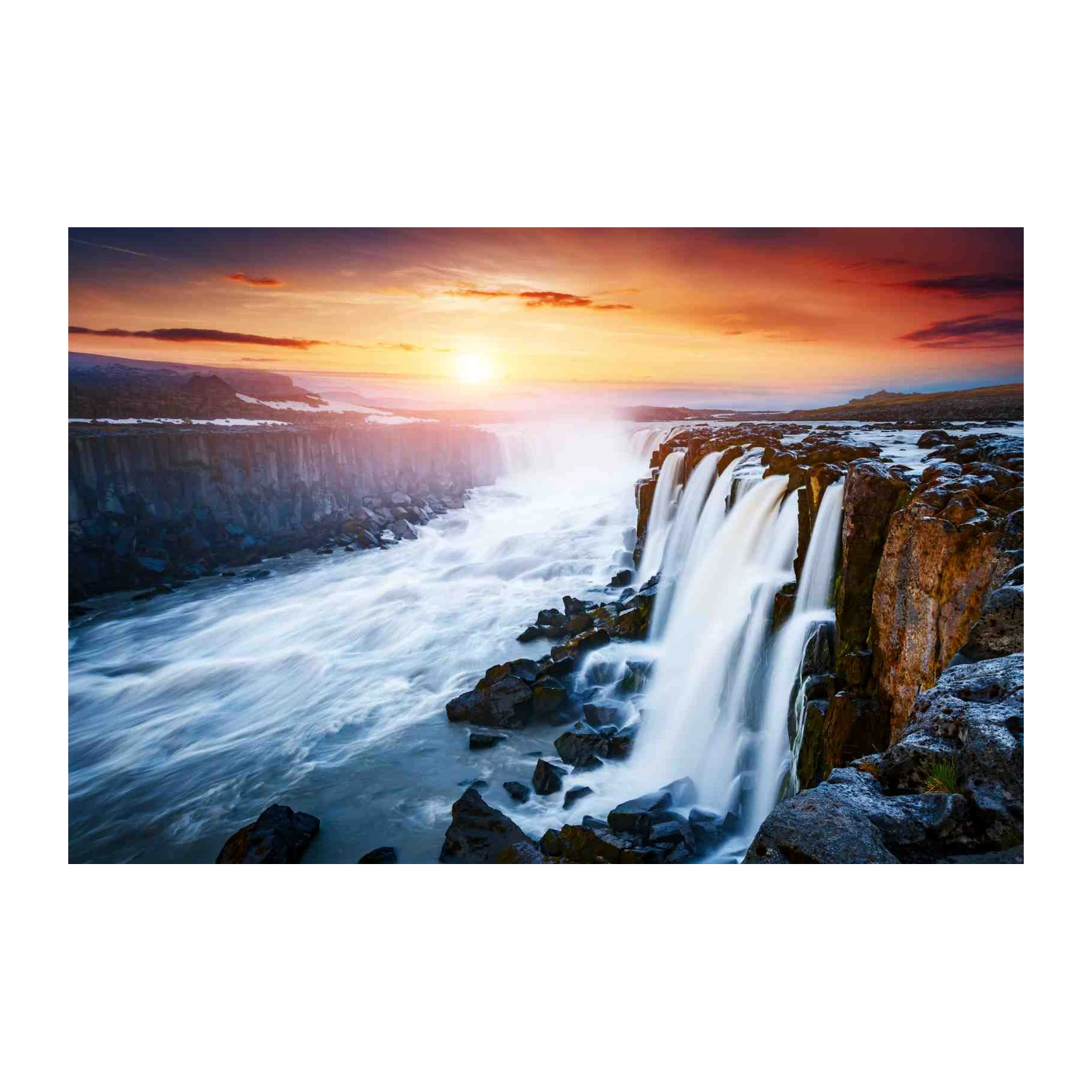 Majestic Waterfall Sunset Wall Art