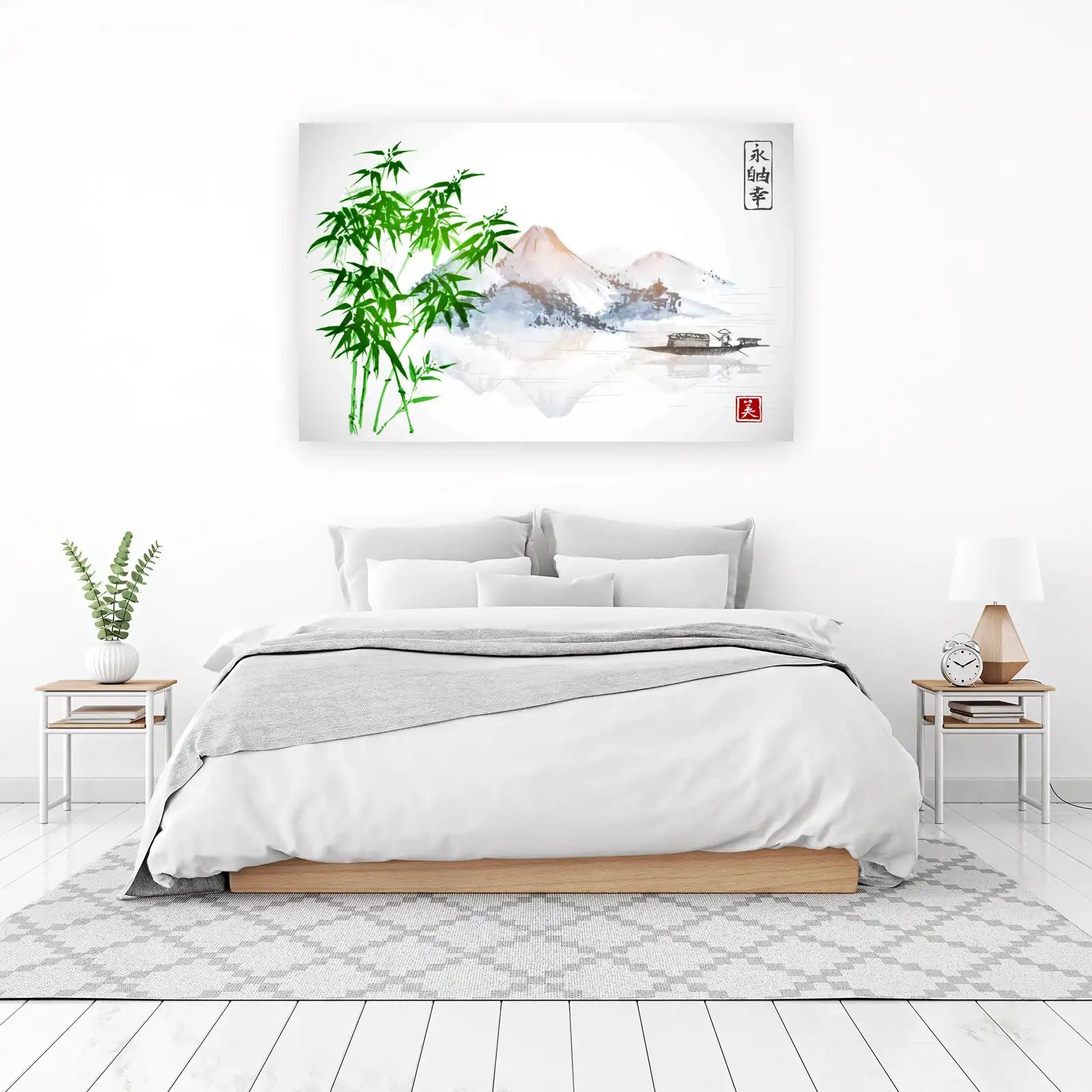 Serene Bamboo Mountain Landscape Wall Art