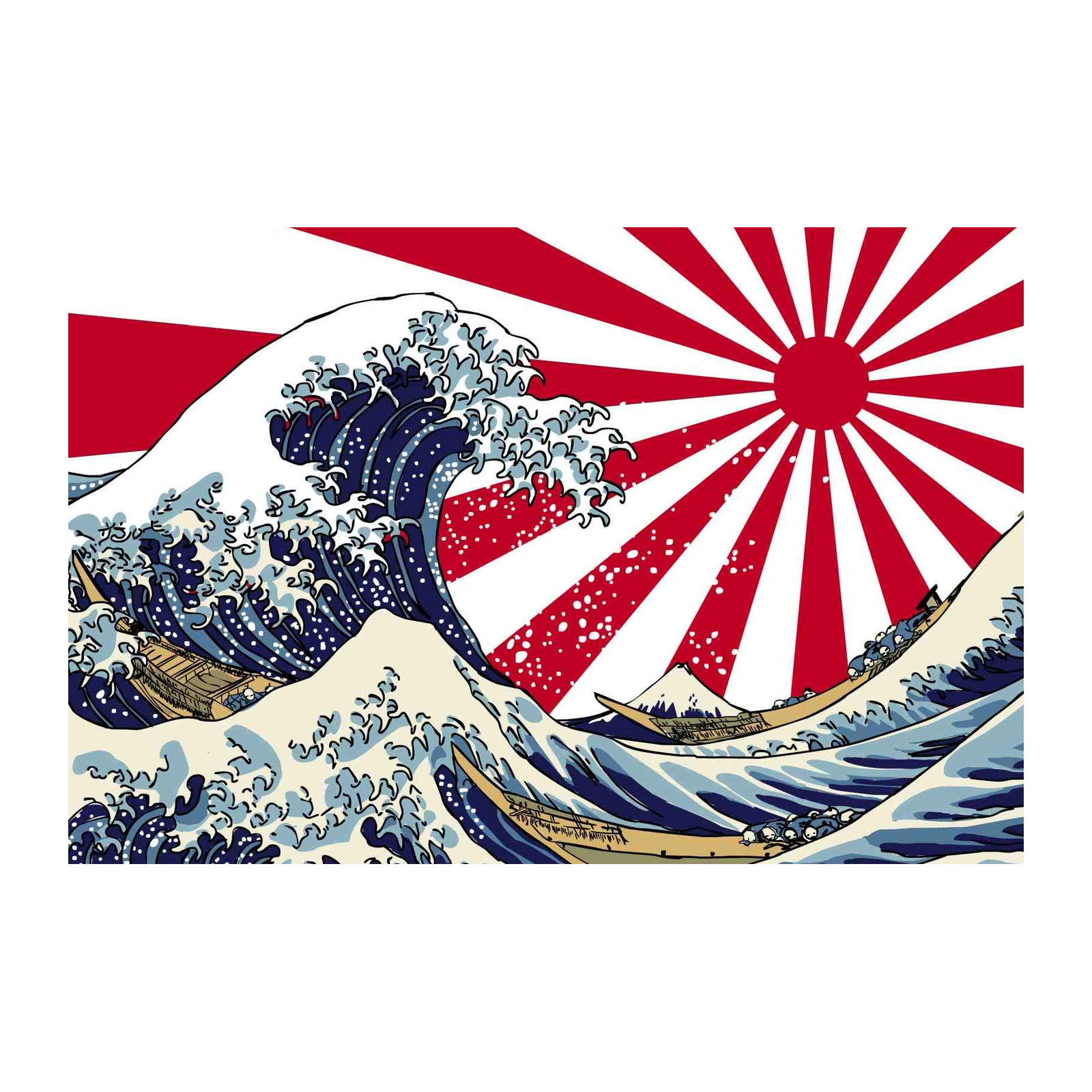 Japanese Wave & Sun Wall Art
