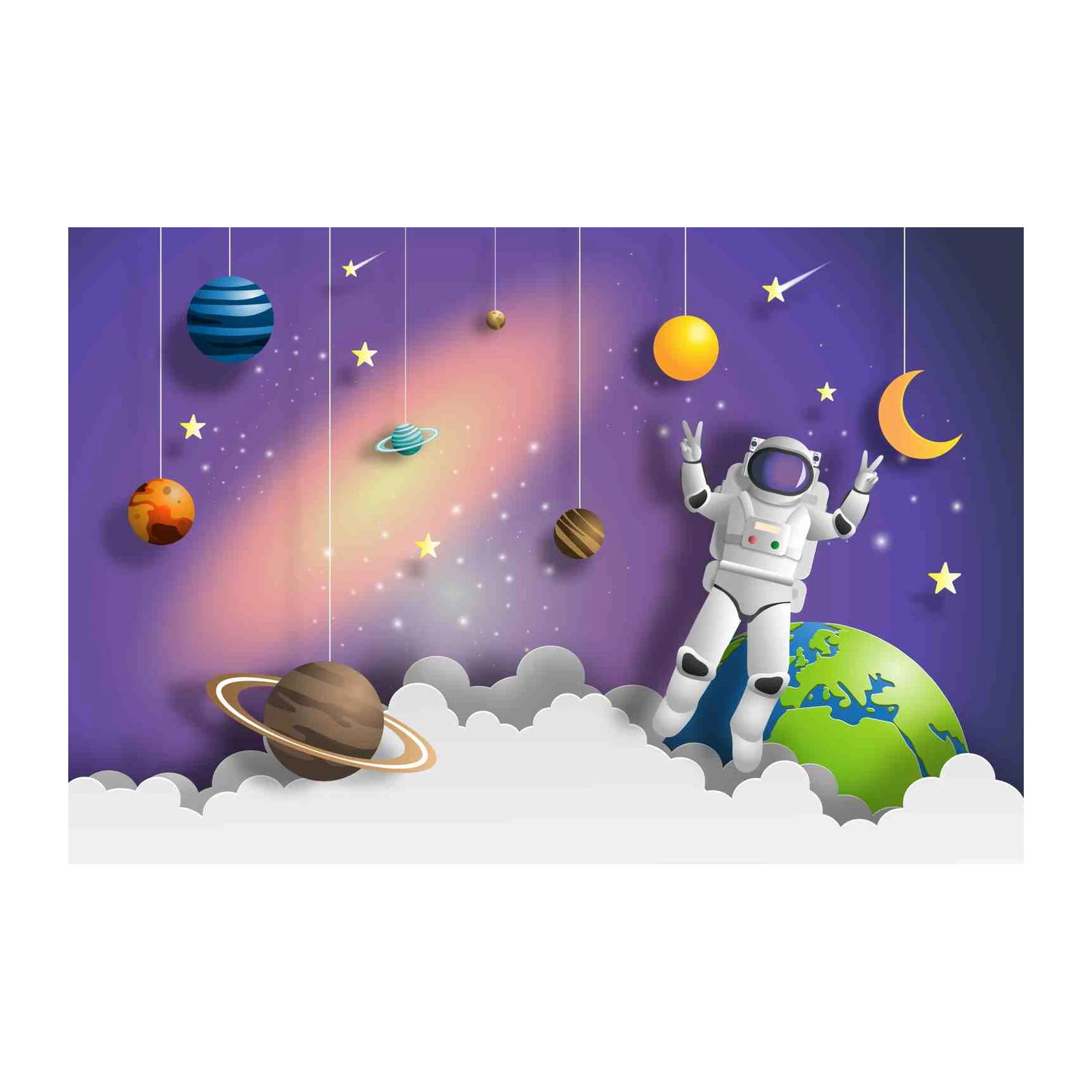 Whimsical Astronaut Galaxy Adventure Wall Art