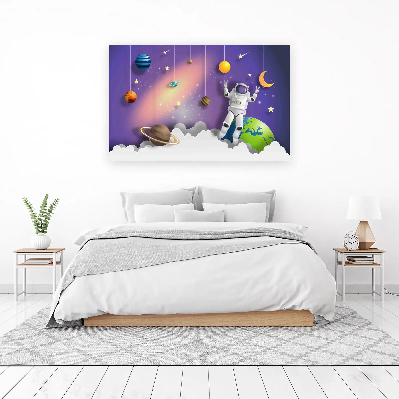 Whimsical Astronaut Galaxy Adventure Wall Art