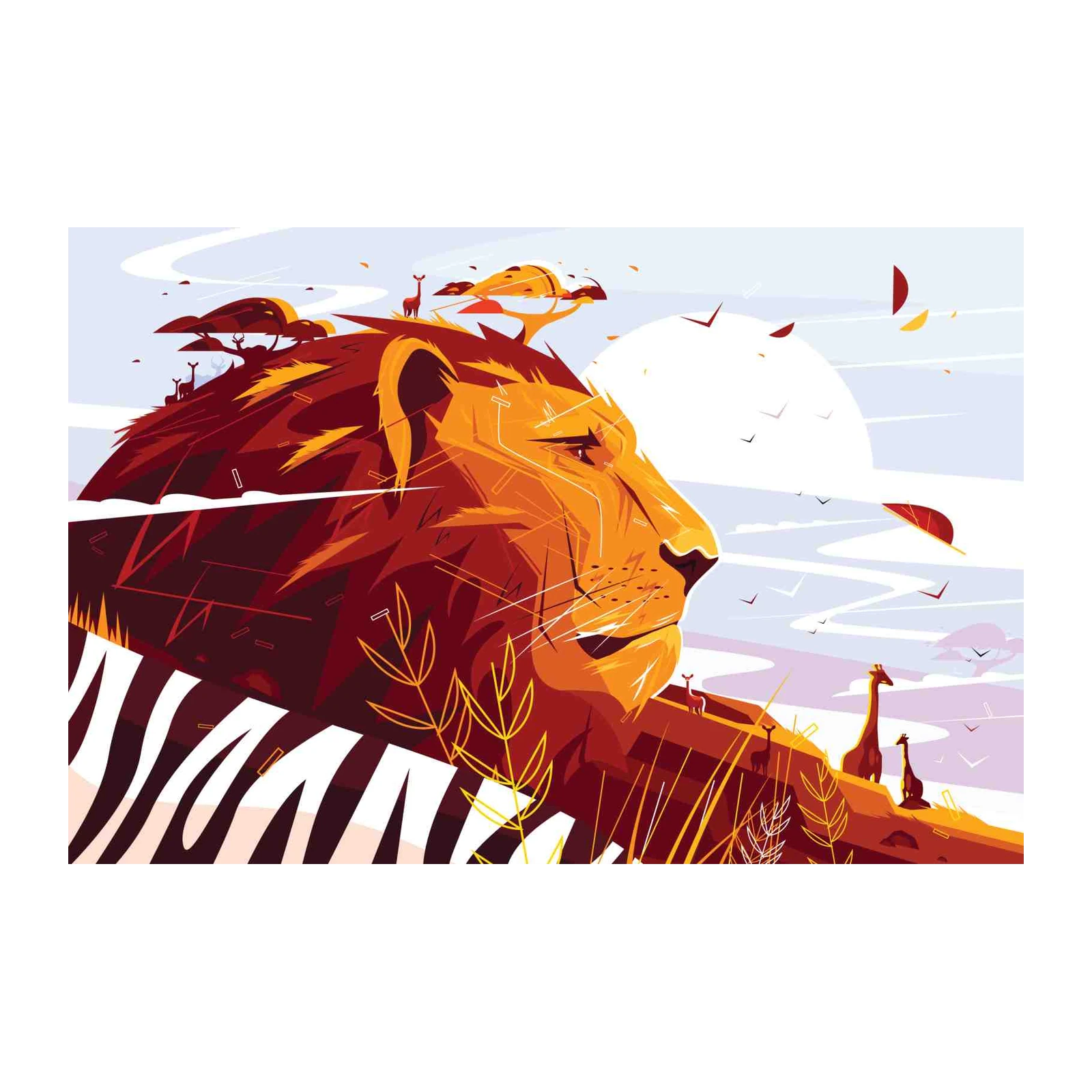 Majestic Lion African Sunset Wall Art