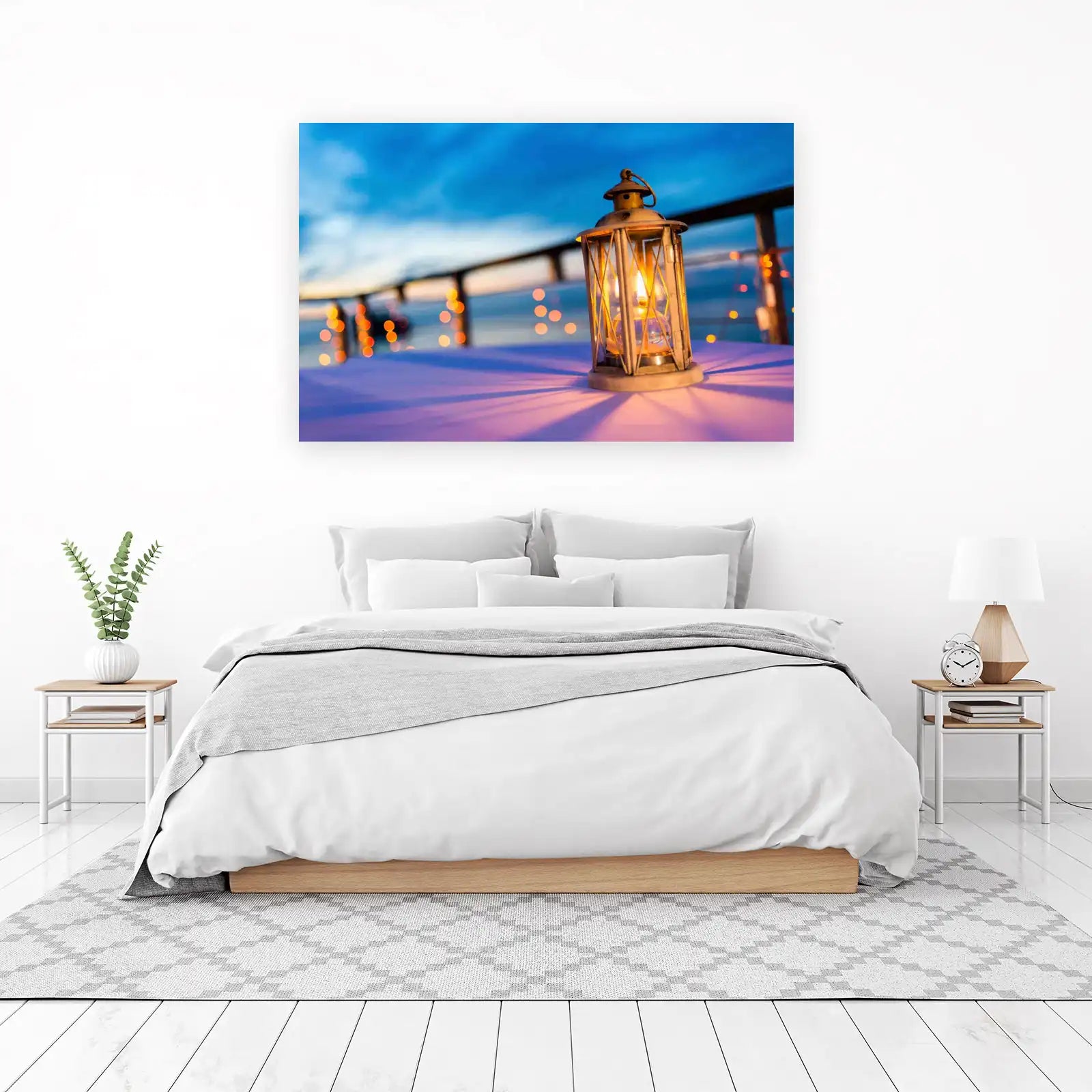 Cozy Lantern Ambiance Beach Sunset Wall Art