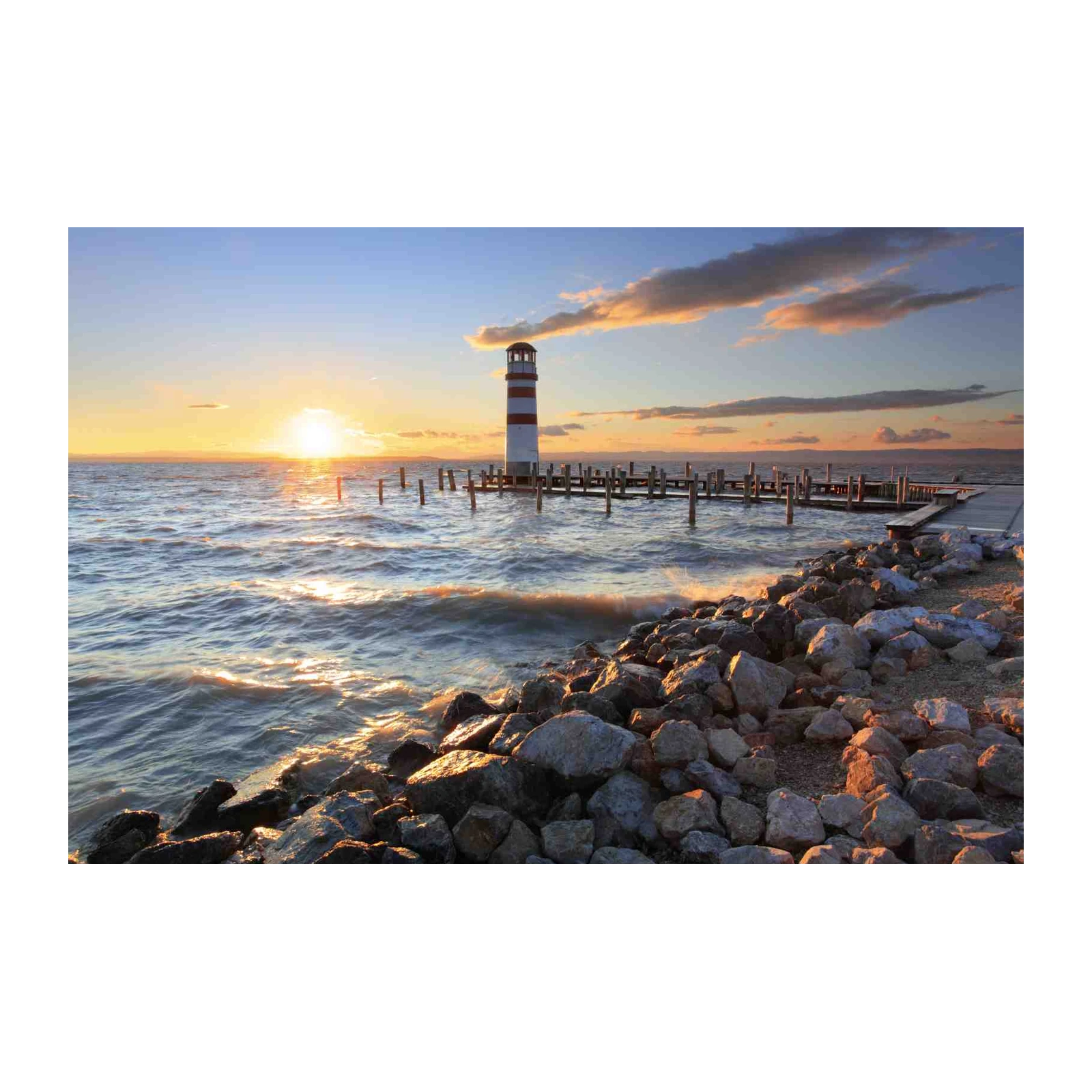 Serene Lighthouse Sunset Wall Art