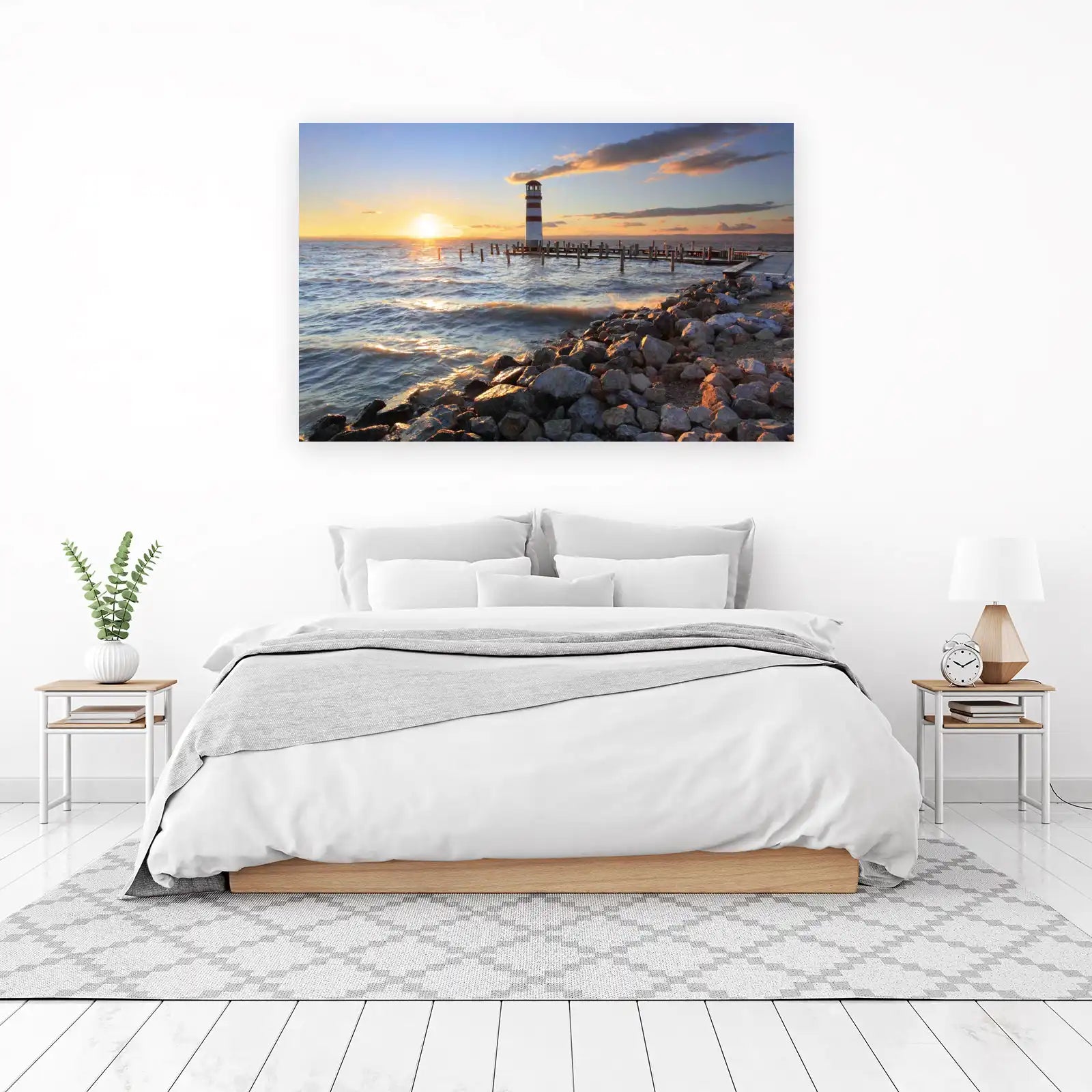 Serene Lighthouse Sunset Wall Art